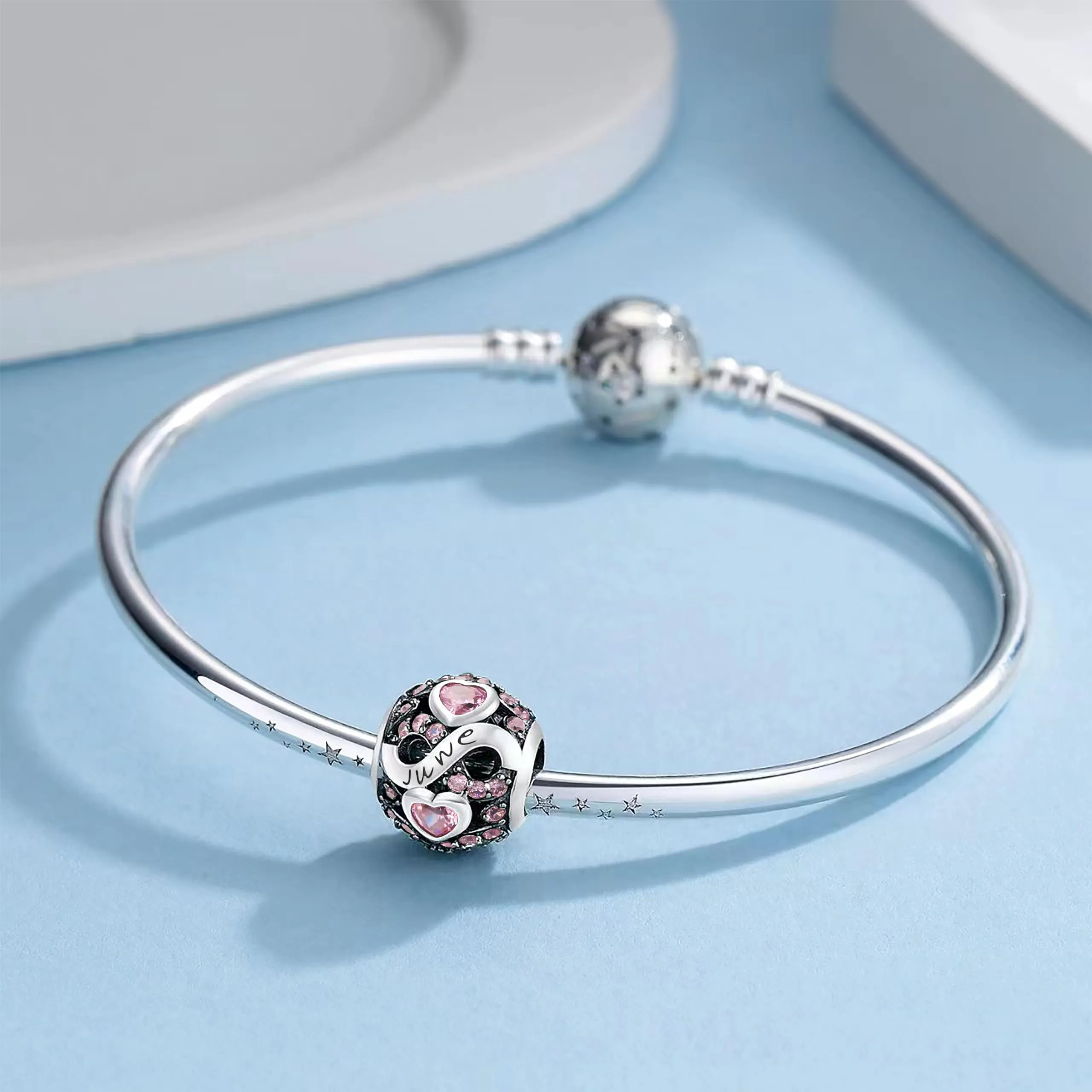 LNQOBU Charms di Pietra di Nascita per Braccialetti Europei Collana,925 Argento Sterling Openwork Ciondolo Regali di Compleanno per le Donne(Fornito con una Perlina) - immagine 4