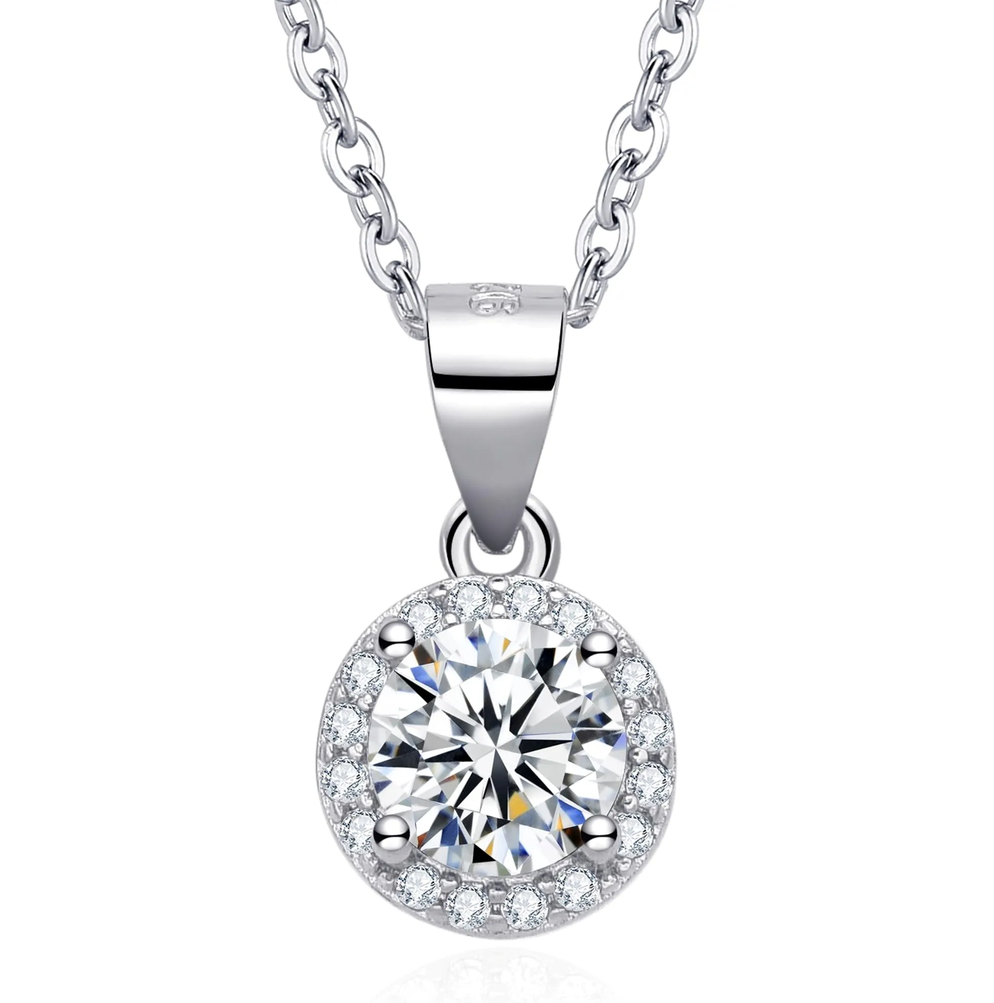 Dada Gioielli - Collana Rotondo 9mm Punto Luce Argento 925 Con Zirconi Brillanti Catenina 45+5cm (Zircone Bianco) - immagine 1