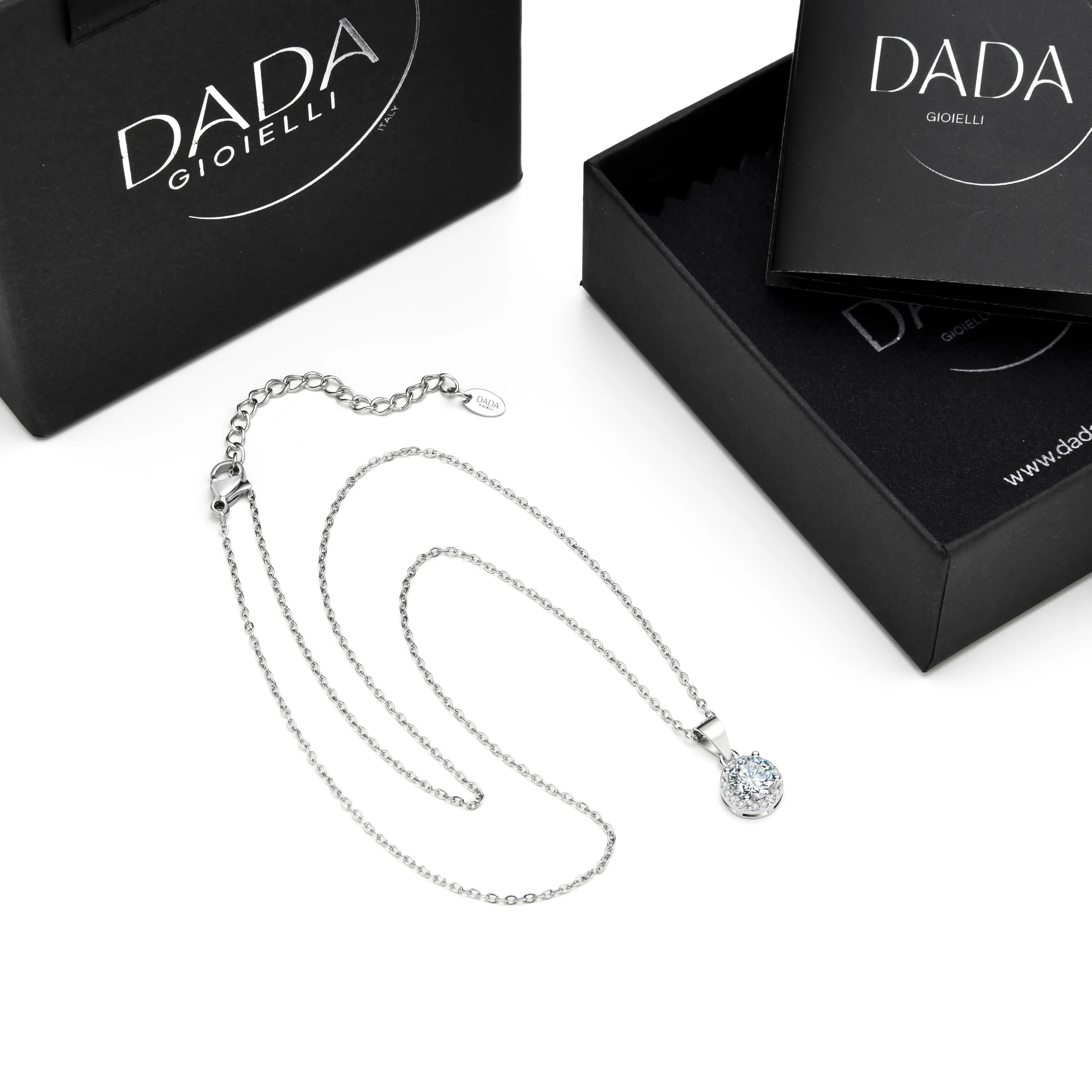 Dada Gioielli - Collana Rotondo 9mm Punto Luce Argento 925 Con Zirconi Brillanti Catenina 45+5cm (Zircone Bianco) - immagine 7