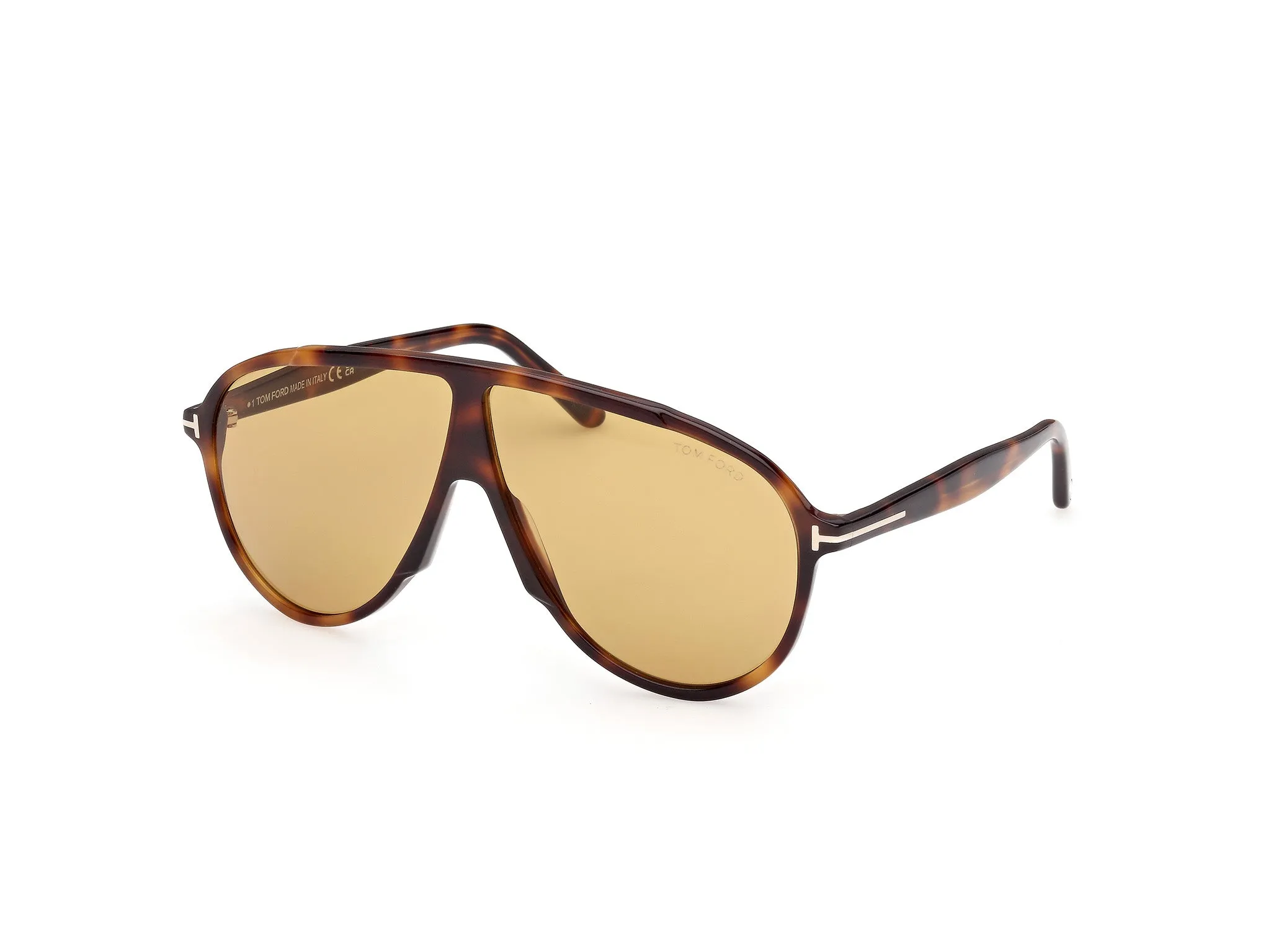 TOM FORD FT1211 VLADIMIR 53E Occhiali da sole Acetato Havana Giallo Pilot Normale - immagine 1