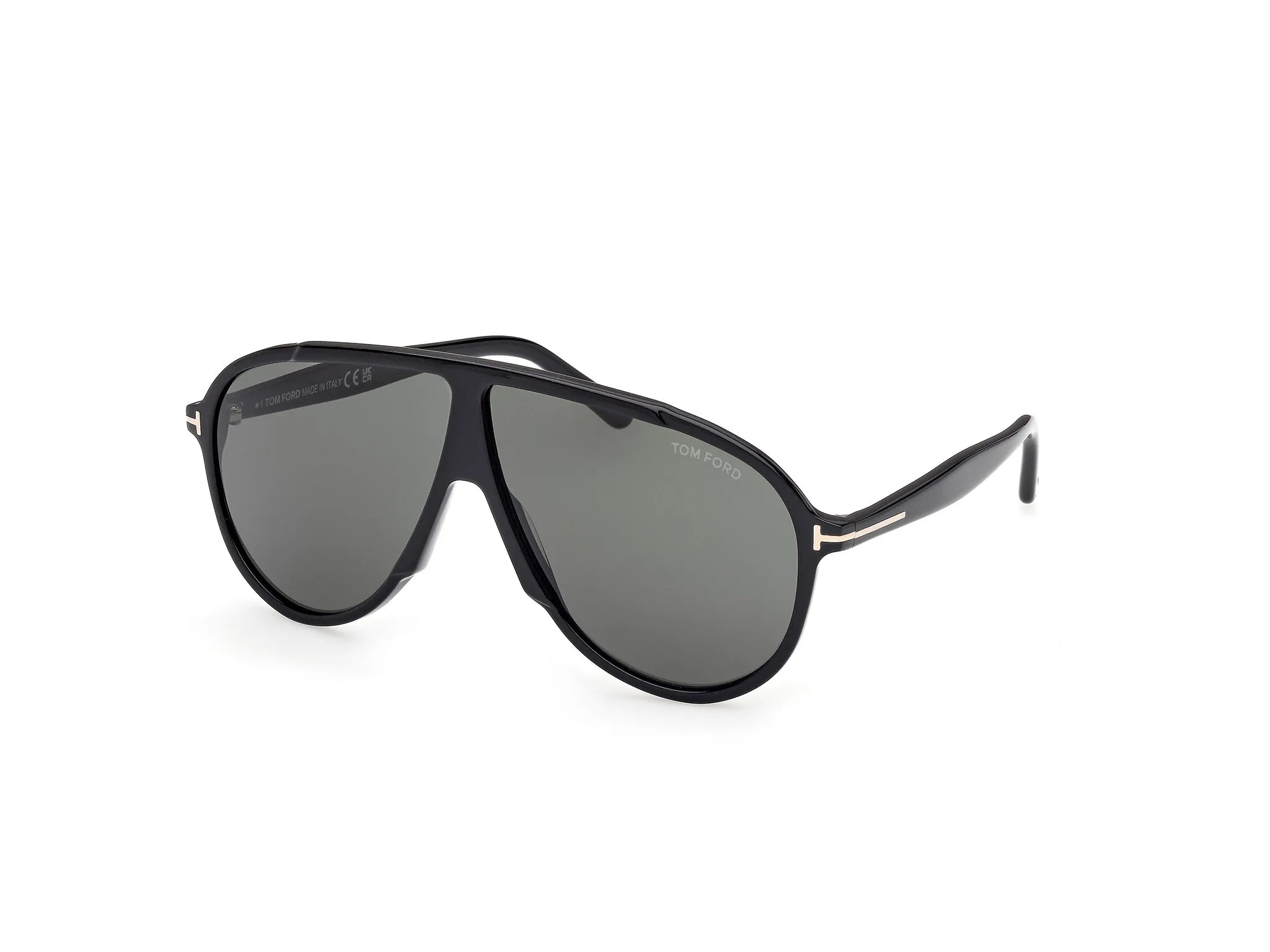 TOM FORD FT1211 VLADIMIR 01N Occhiali da sole Acetato Nero Verde Pilot Normale - immagine 1