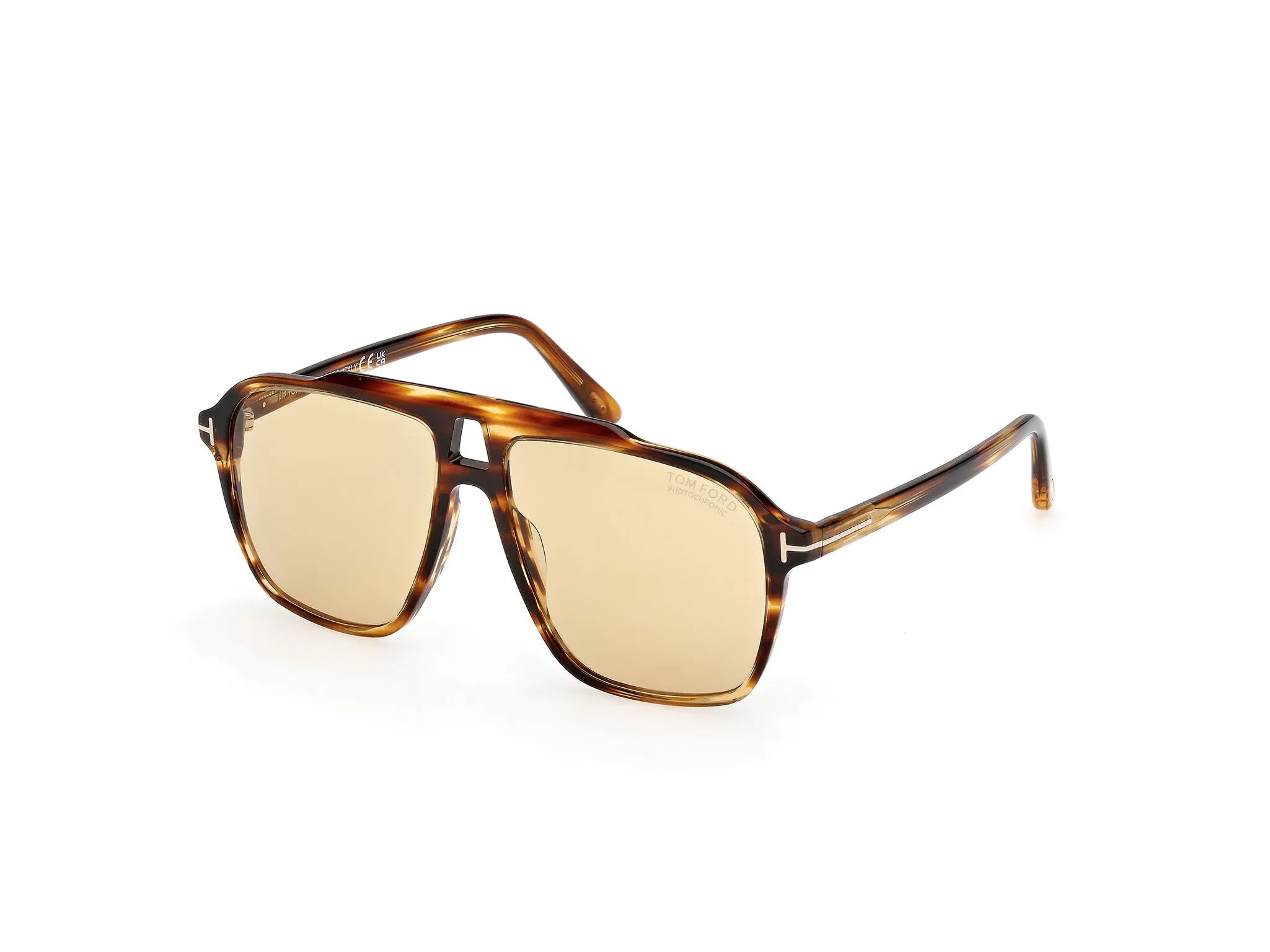 TOM FORD FT1209 AUTARI 56E Occhiali da sole Acetato Havana Giallo Squadrata Fotocromatiche - immagine 1