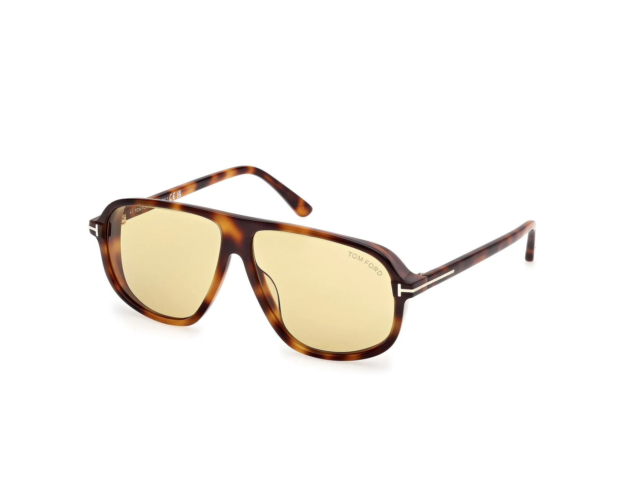 TOM FORD FT1208 GUILLAUME 53E Occhiali da sole Acetato Havana Giallo Pilot Normale - immagine 1