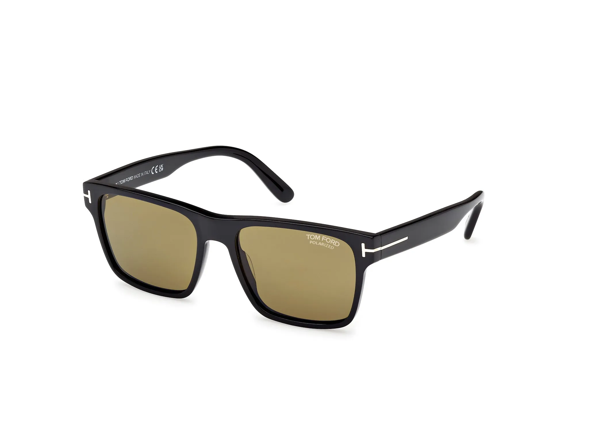 TOM FORD FT1205 CALDER 01H Occhiali da sole Acetato Nero Marrone Squadrata Polarizzata - immagine 1