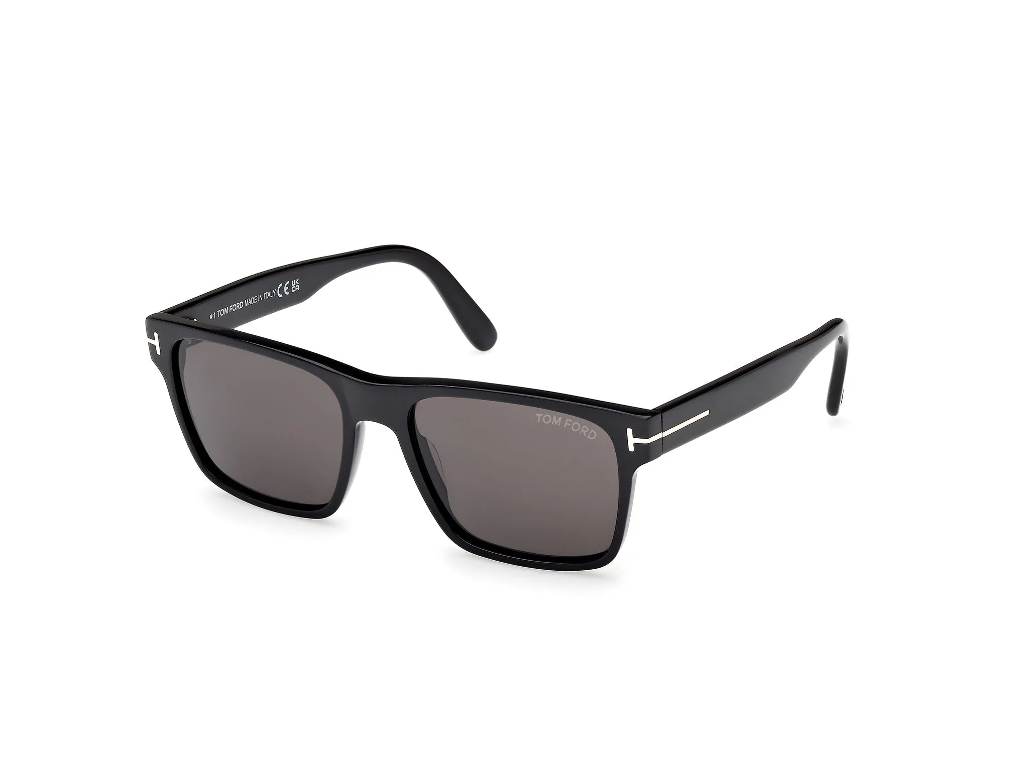 TOM FORD FT1205 CALDER 01A Occhiali da sole Acetato Nero Fumo Squadrata Normale - immagine 1