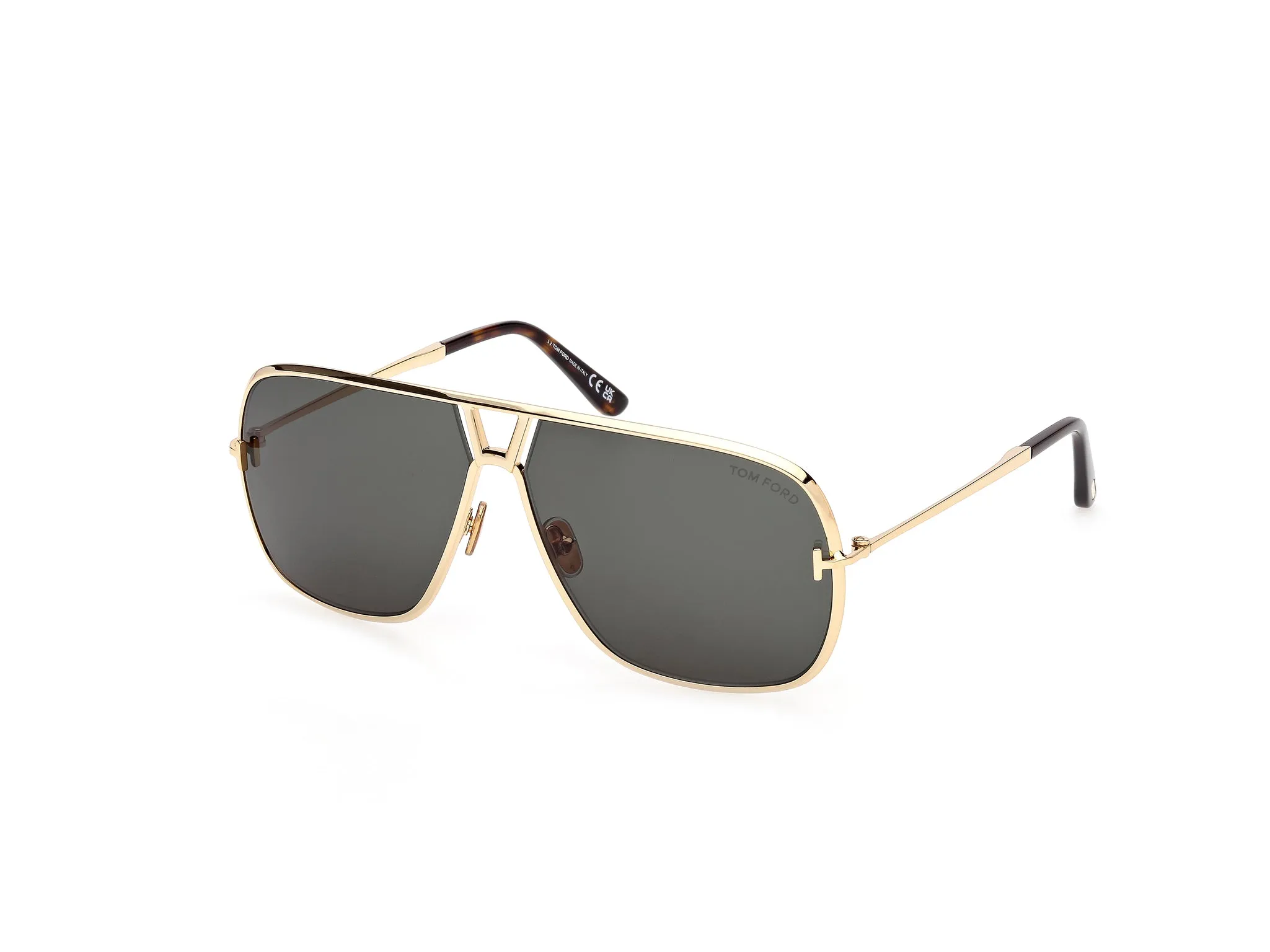 TOM FORD FT1204 STAVROS 30N Occhiali da sole Metallo Oro Verde Squadrata Normale - immagine 1
