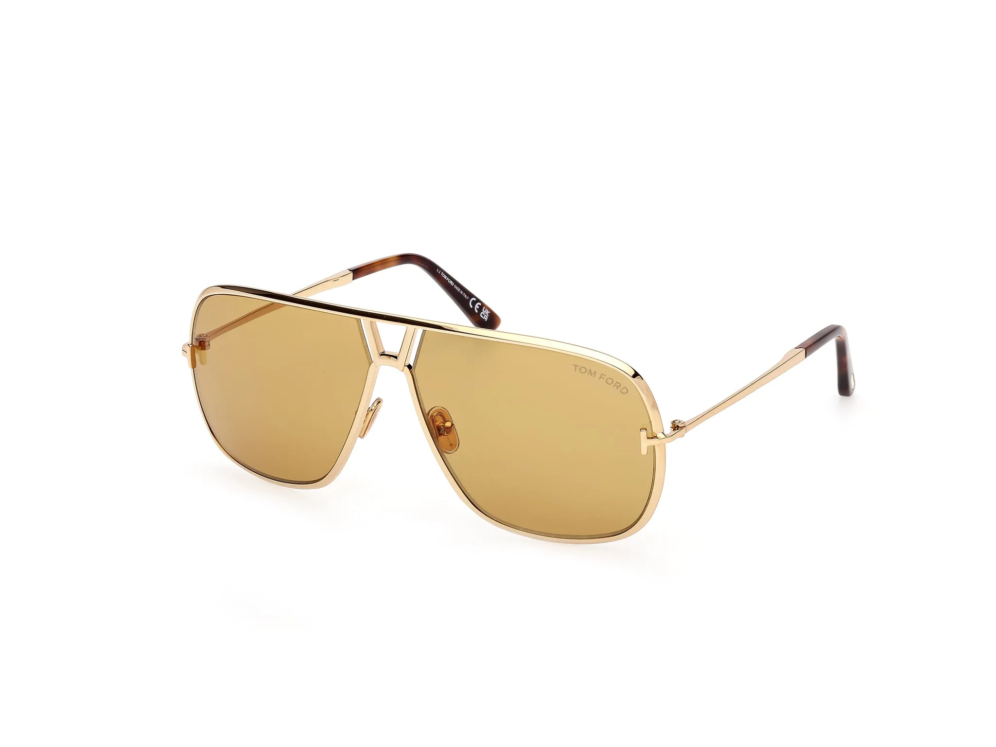 TOM FORD FT1204 STAVROS 30E Occhiali da sole Metallo Oro Marrone Squadrata Normale - immagine 1