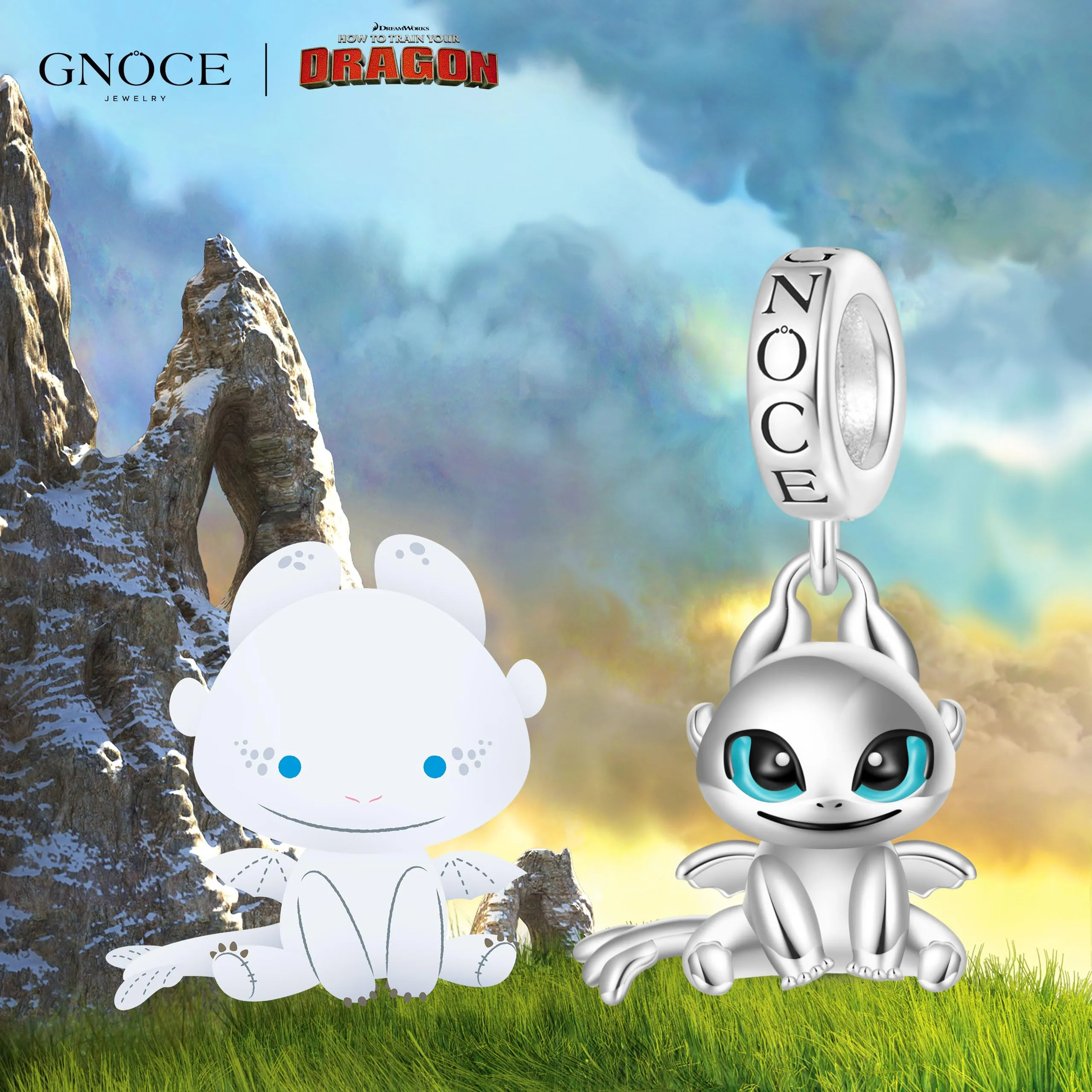 GNOCE Come Addestrare il Tuo Drago Pendant Charm Sdentato & Light Fury Dragon 925 Sterling Silver Gioiello per Bracciale/Collana - Regalo Per Le Donne Moglie - immagine 3