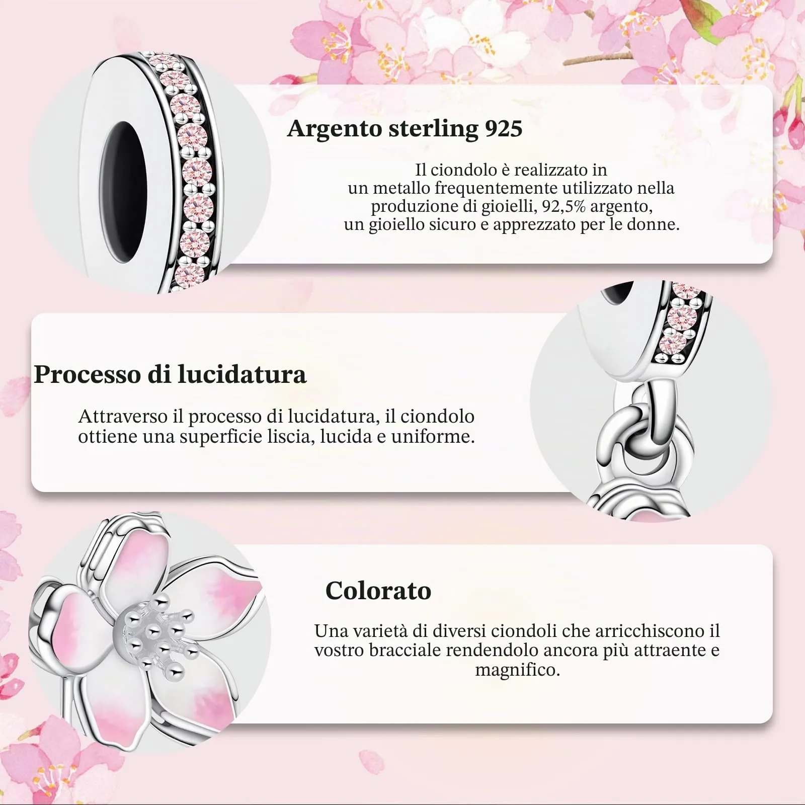J.Fée Charms per Bracciali Ciondoli per Collane in 925 Argento - immagine 4