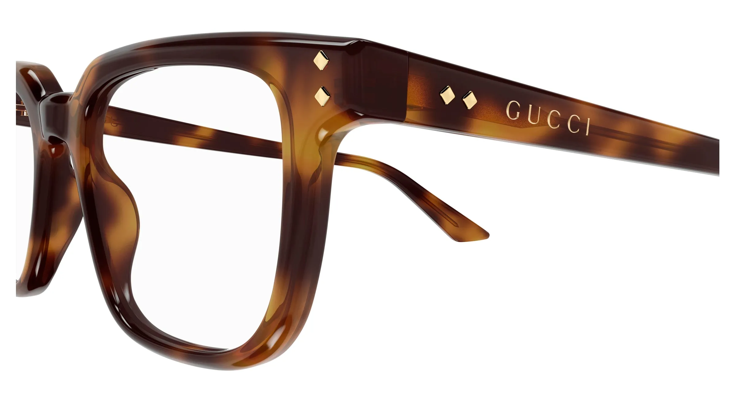 Gucci GG1895O 002 Montature da vista Acetato Havana Trasparente Squadrata - immagine 3
