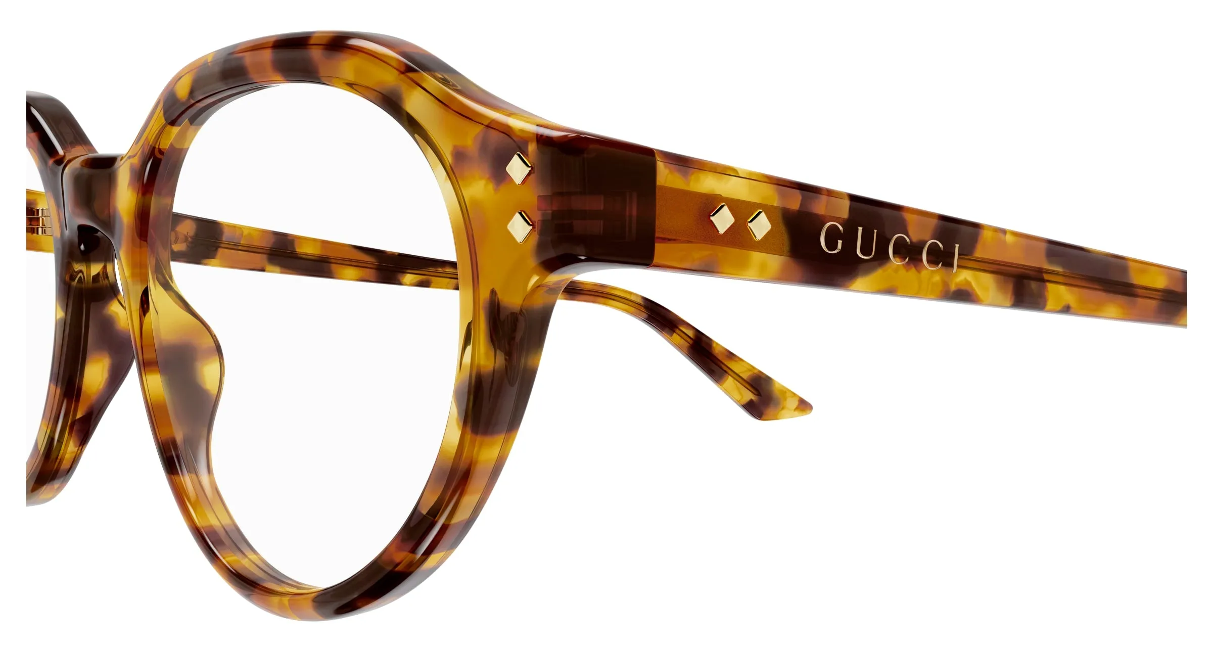 Gucci GG1894O 002 Montature da vista Acetato Havana Trasparente Rotonda - immagine 3