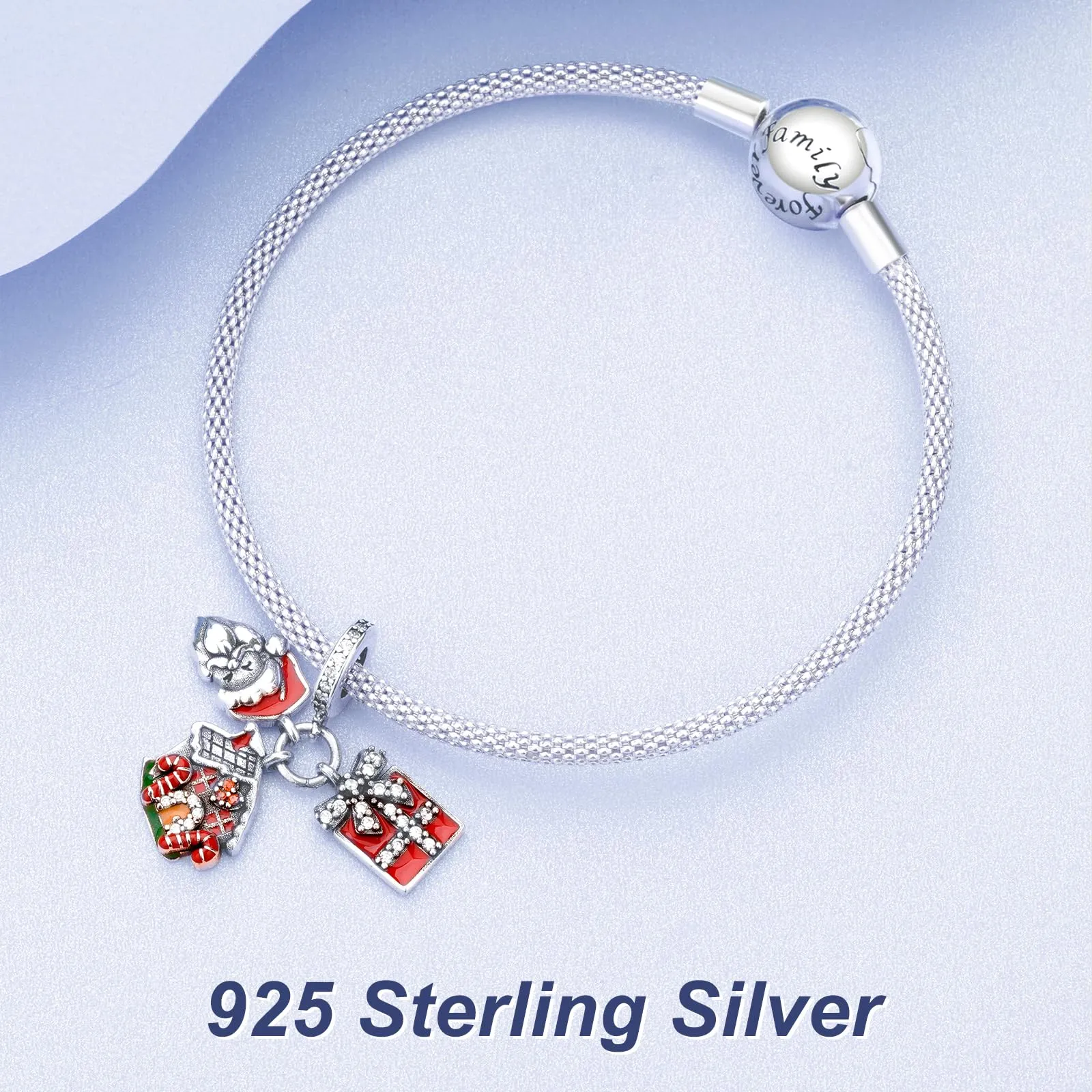 Simphman 925 Sterling Silver Charms Dangles per braccialetti e collana Babbo Natale e scatola regalo Gioielli regalo per le donne ragazza famiglia amica - immagine 2
