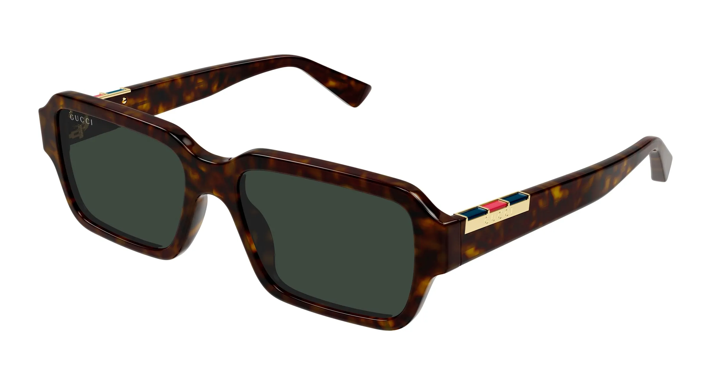 Gucci GG1887S 002 Occhiali da sole Acetato Havana Verde Squadrata - immagine 1