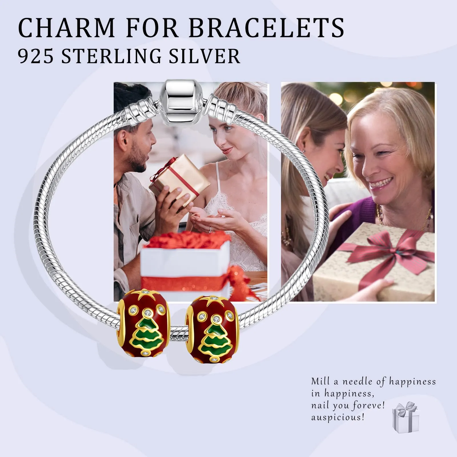 Simphman 925 Sterling Silver Charms Dangles per braccialetti e collana Distanziatori per albero di Natale Gioielli regalo per le donne ragazza famiglia amica - immagine 4