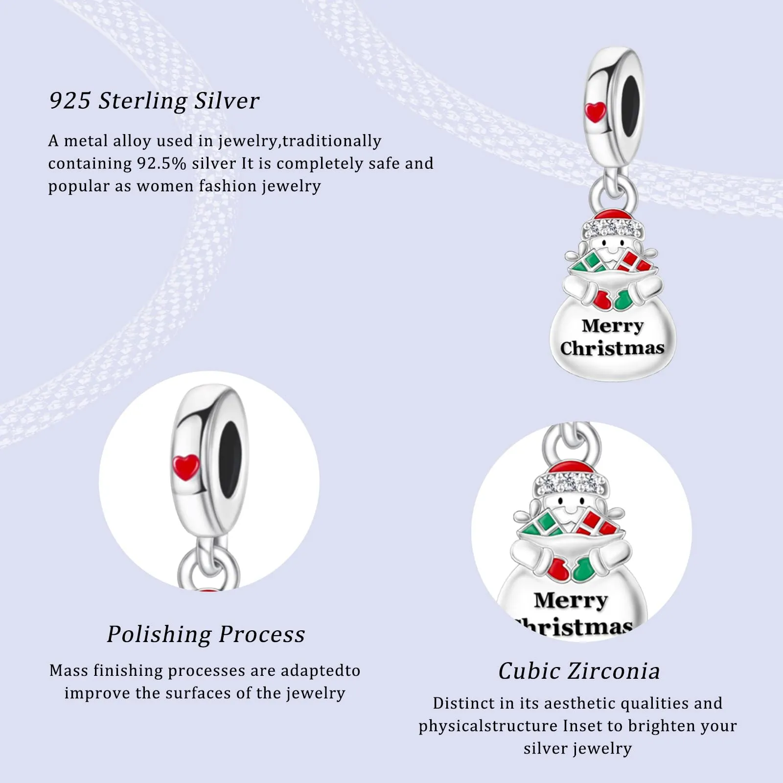 Simphman 925 Sterling Silver Charms Dangles per braccialetti e collana Pupazzo di neve di Buon Natale Gioielli regalo per le donne ragazza famiglia amica - immagine 2