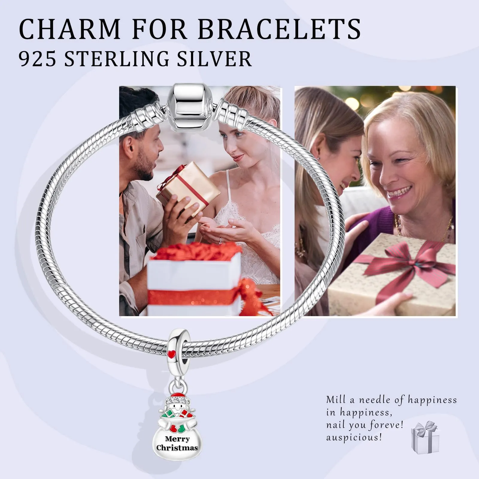 Simphman 925 Sterling Silver Charms Dangles per braccialetti e collana Pupazzo di neve di Buon Natale Gioielli regalo per le donne ragazza famiglia amica - immagine 4