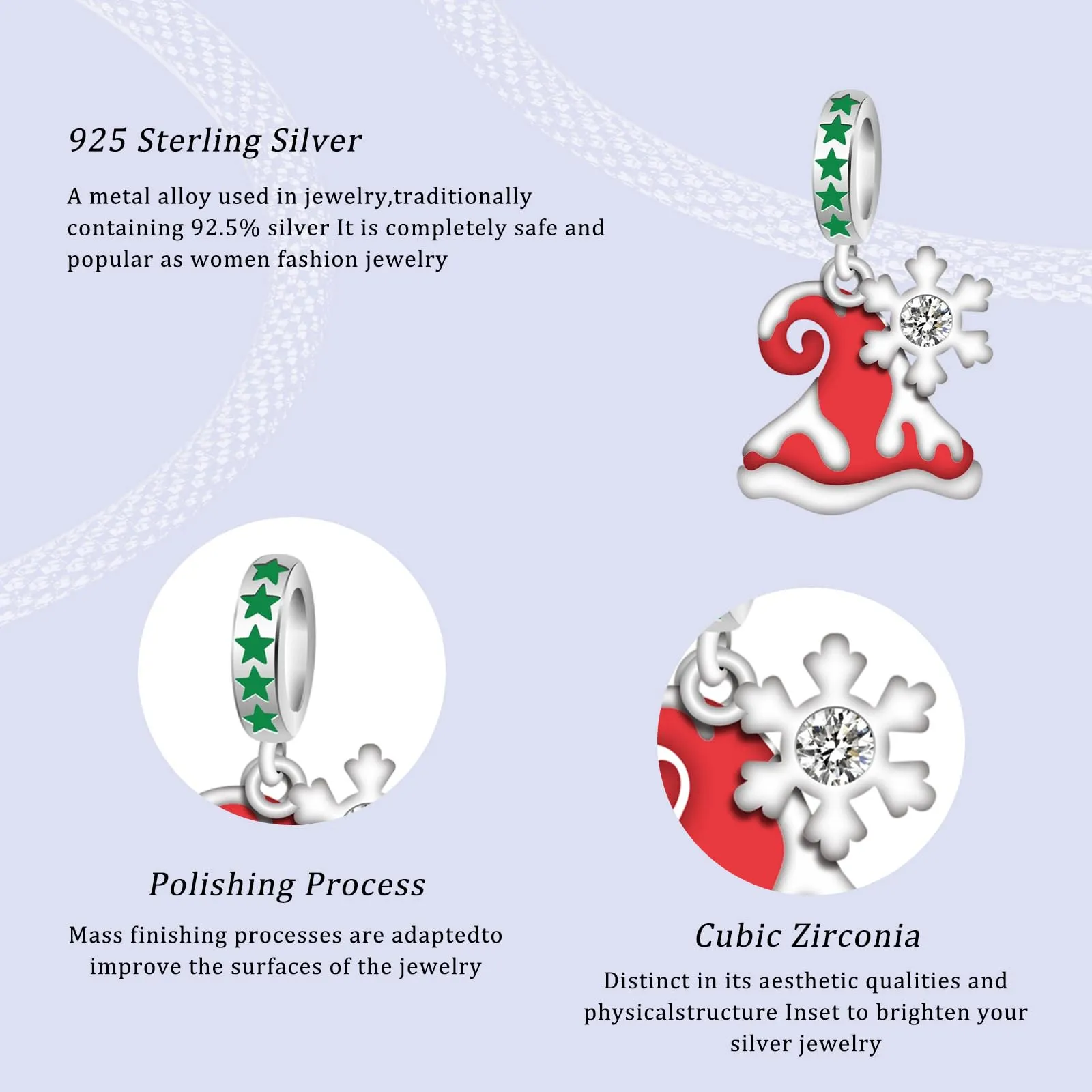 Simphman 925 Sterling Silver Charms Dangles per braccialetti e collana Cappello di Babbo Natale Gioielli regalo per le donne ragazza famiglia amica - immagine 2