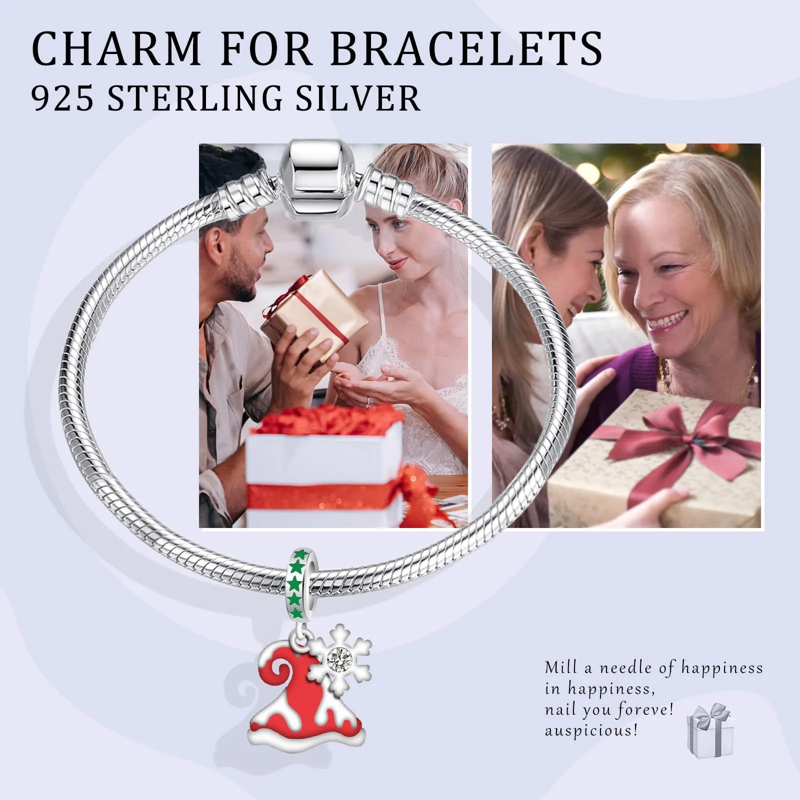 Simphman 925 Sterling Silver Charms Dangles per braccialetti e collana Cappello di Babbo Natale Gioielli regalo per le donne ragazza famiglia amica - immagine 4