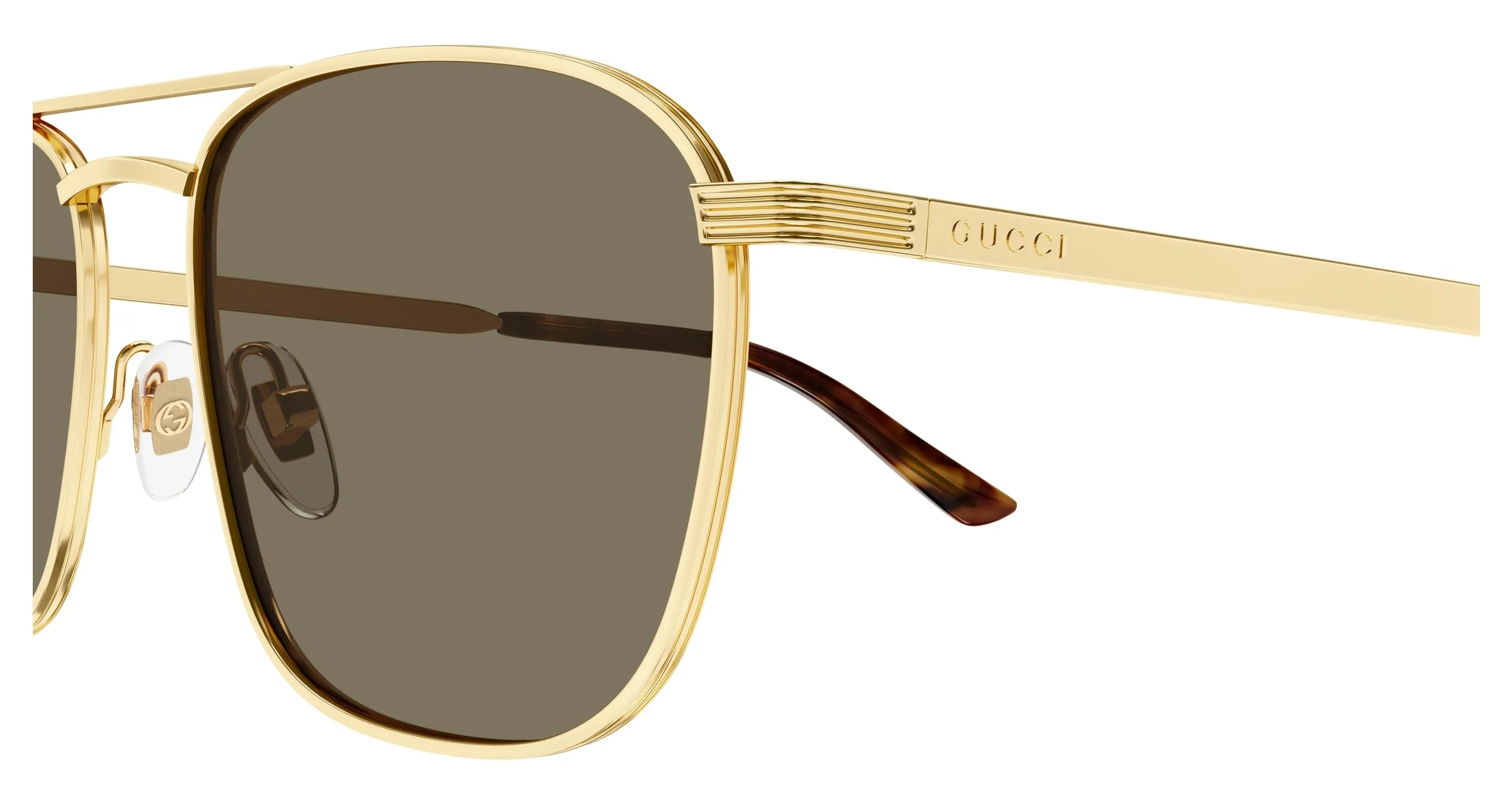 Gucci GG1881S 002 Occhiali da sole Metallo Oro Marrone Squadrata - immagine 3