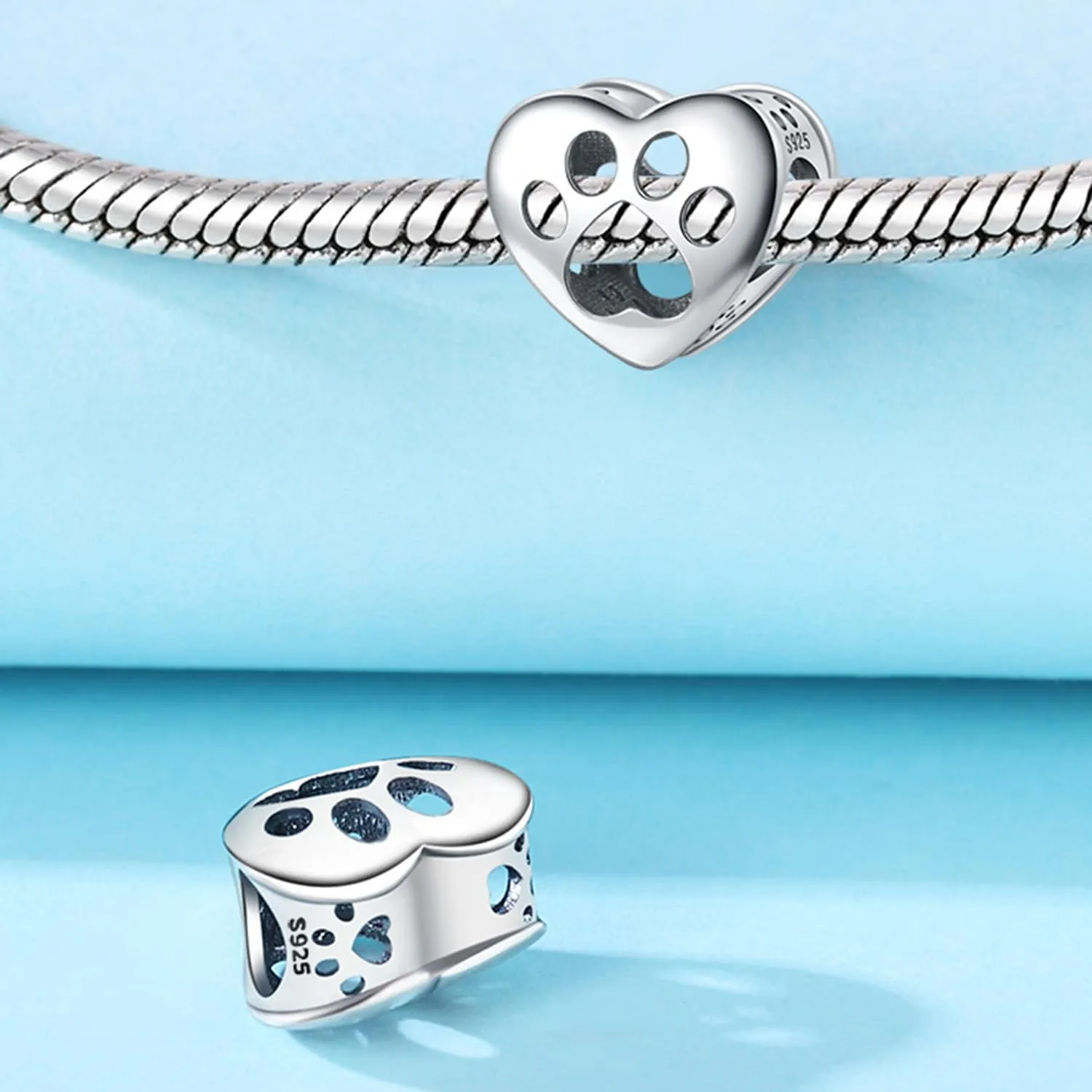 NUJIFFY Charm in argento sterling 925 Ciondoli e perline da donna Ciondoli in argento Ciondolo a cuore per bracciali e collane europei Regali di gioielli - immagine 4