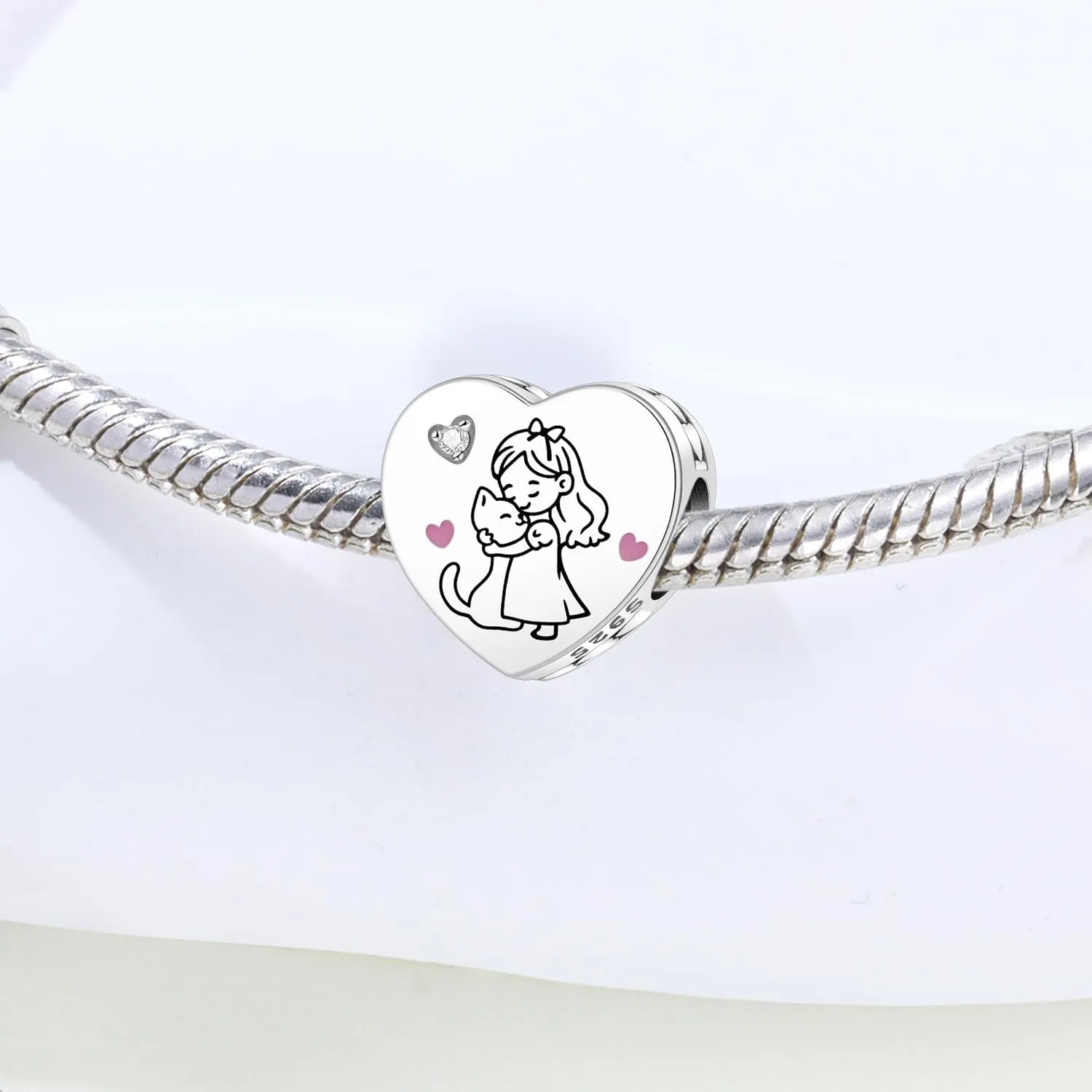 NUJIFFY Charm in argento sterling 925 Ciondoli e perline da donna Ciondoli in argento Ciondolo a cuore per bracciali e collane europei Regali di gioielli - immagine 2