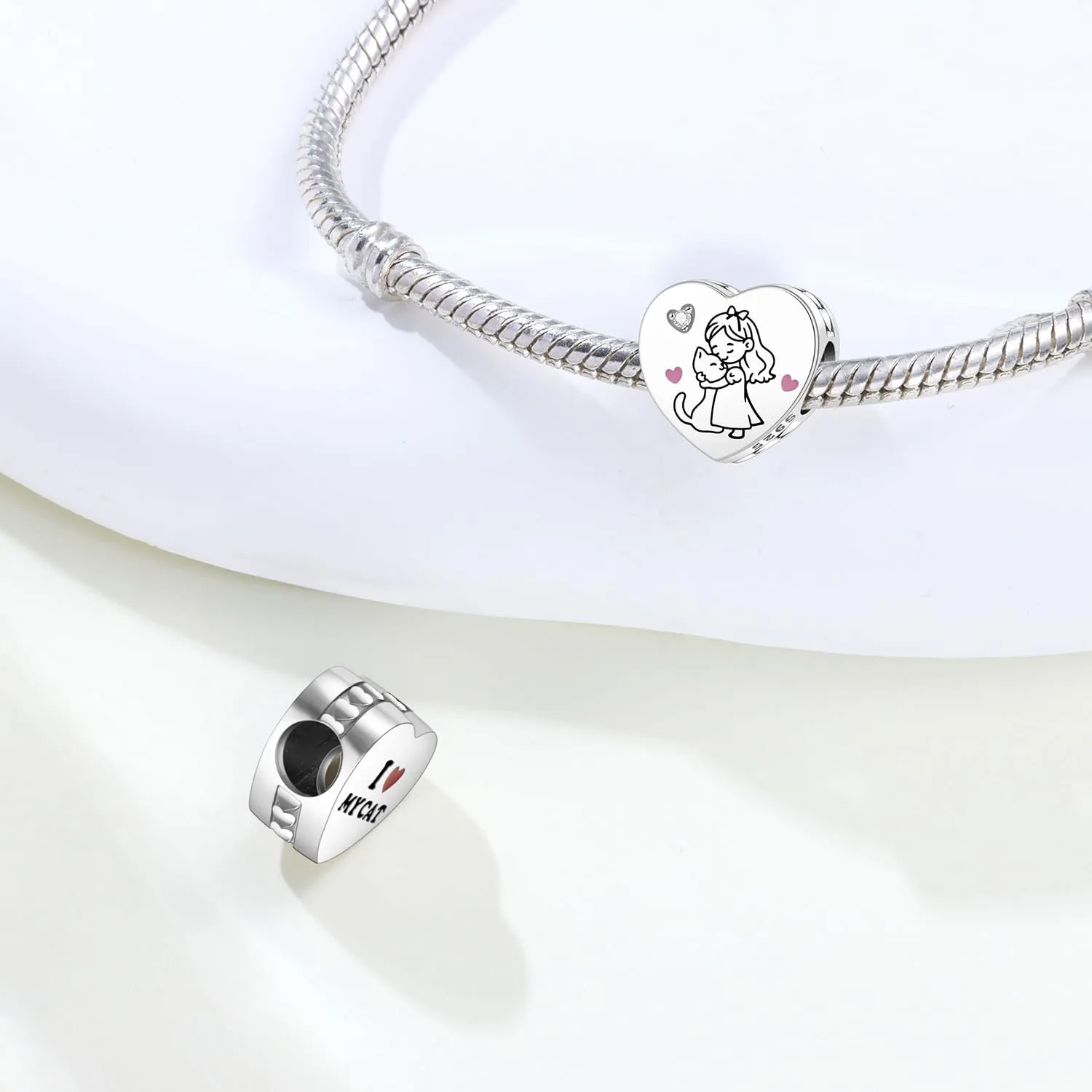 NUJIFFY Charm in argento sterling 925 Ciondoli e perline da donna Ciondoli in argento Ciondolo a cuore per bracciali e collane europei Regali di gioielli - immagine 6