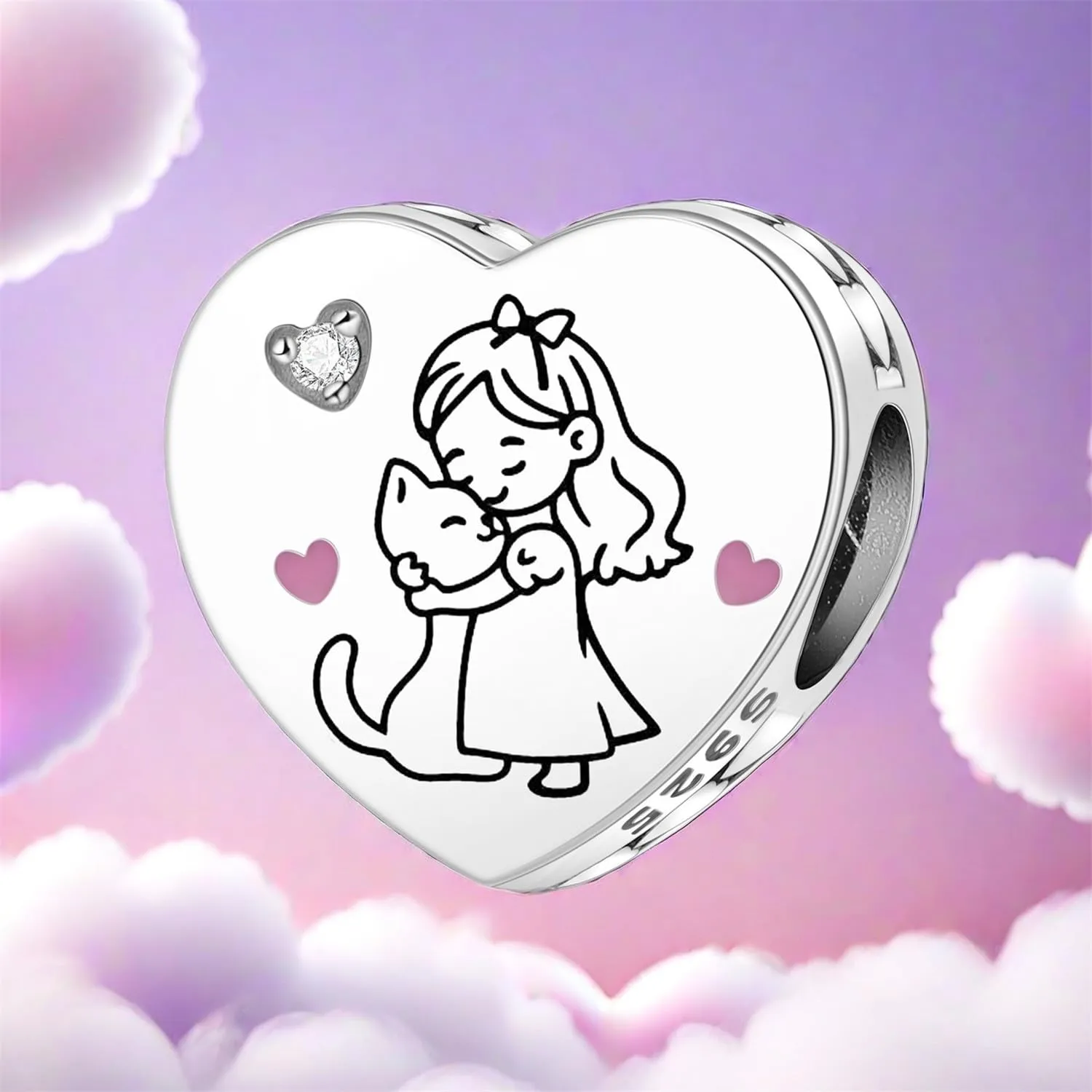 NUJIFFY Charm in argento sterling 925 Ciondoli e perline da donna Ciondoli in argento Ciondolo a cuore per bracciali e collane europei Regali di gioielli - immagine 7