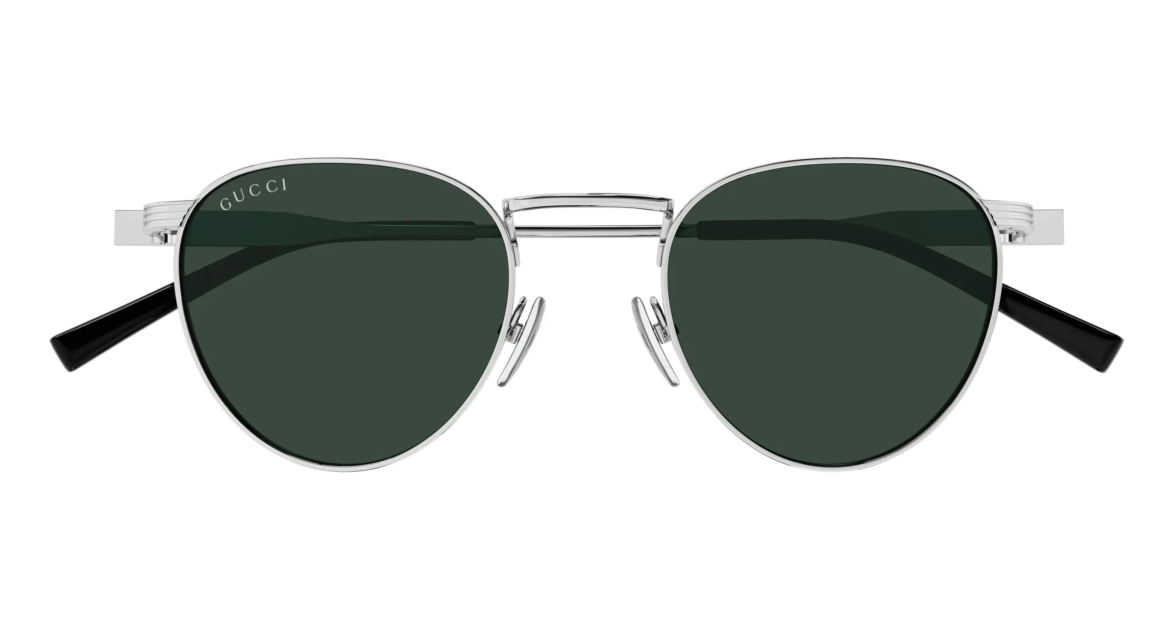 Gucci GG1875S 002 Occhiali da sole Metallo Argento Verde Rotonda - immagine 2