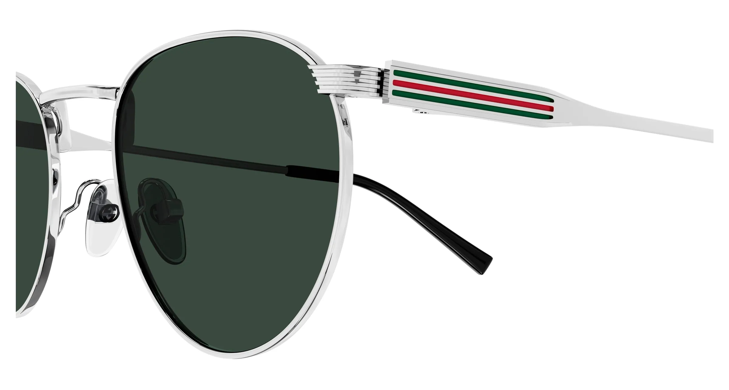 Gucci GG1875S 002 Occhiali da sole Metallo Argento Verde Rotonda - immagine 3