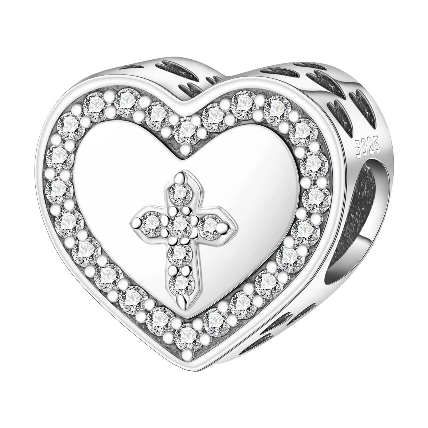 NUJIFFY Charm in argento sterling 925 Ciondoli e perline da donna Ciondoli in argento Ciondolo a cuore per bracciali e collane europei Regali di gioielli - immagine 1