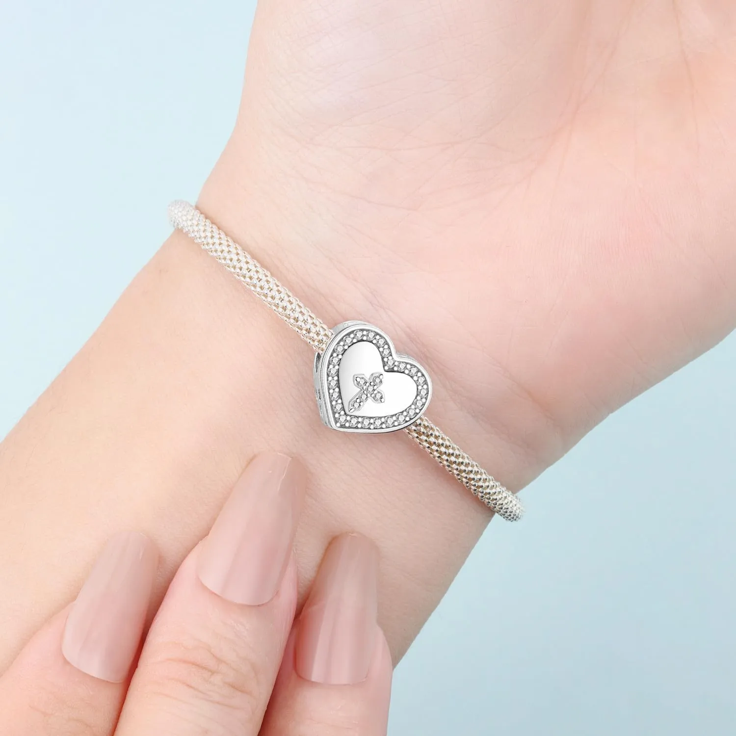 NUJIFFY Charm in argento sterling 925 Ciondoli e perline da donna Ciondoli in argento Ciondolo a cuore per bracciali e collane europei Regali di gioielli - immagine 3