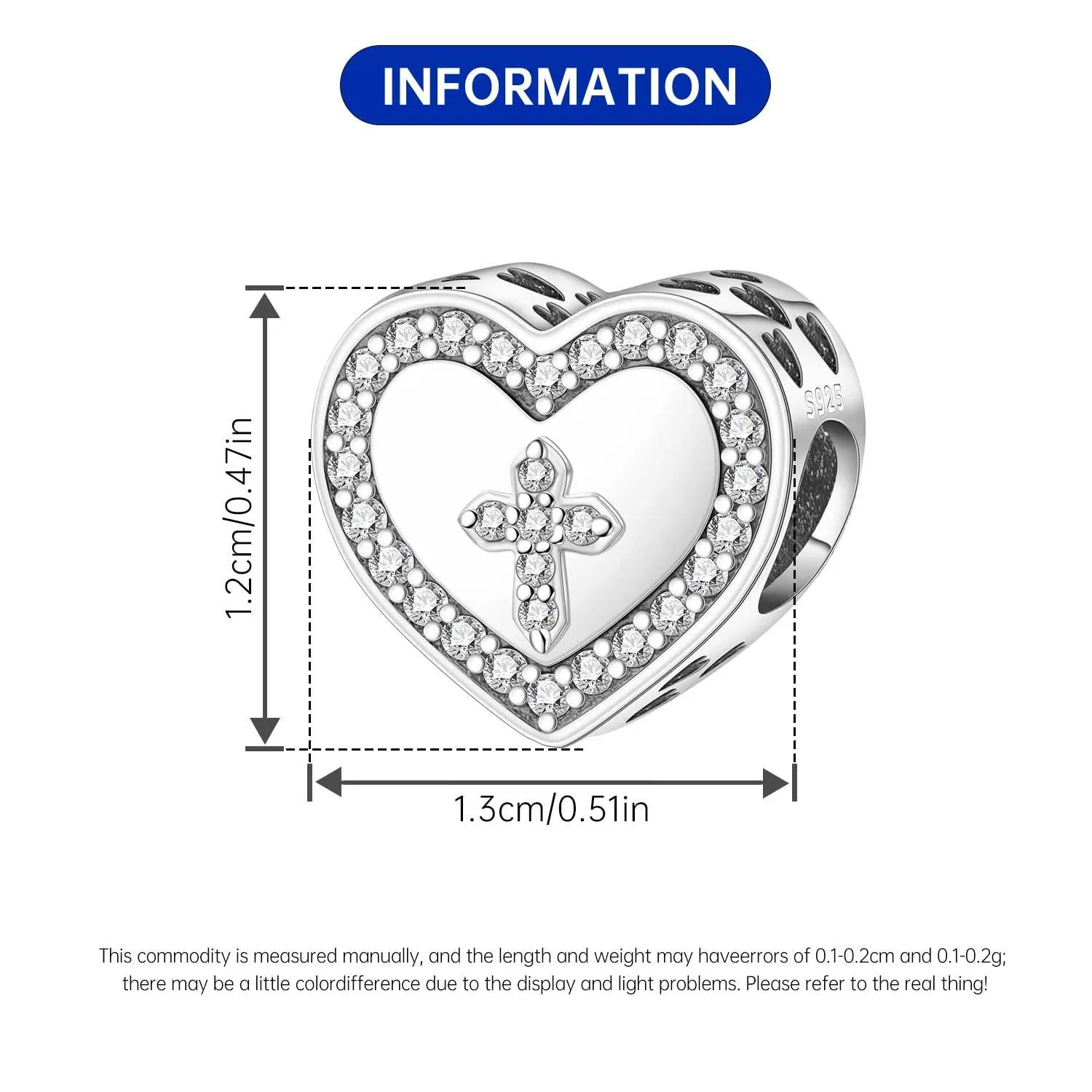 NUJIFFY Charm in argento sterling 925 Ciondoli e perline da donna Ciondoli in argento Ciondolo a cuore per bracciali e collane europei Regali di gioielli - immagine 4