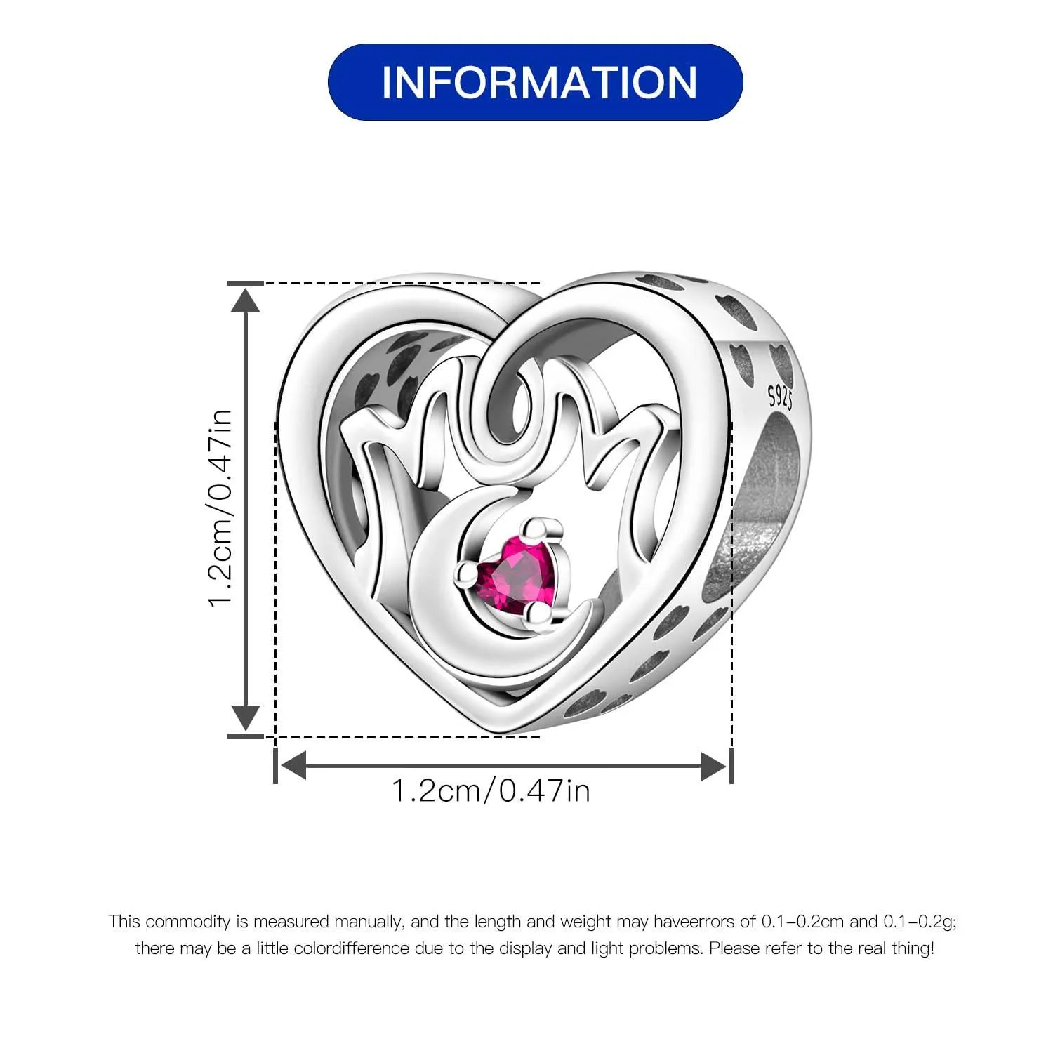 NUJIFFY Charm in argento sterling 925 Ciondoli e perline da donna Ciondoli in argento Ciondolo a cuore per bracciali e collane europei Regali di gioielli - immagine 4