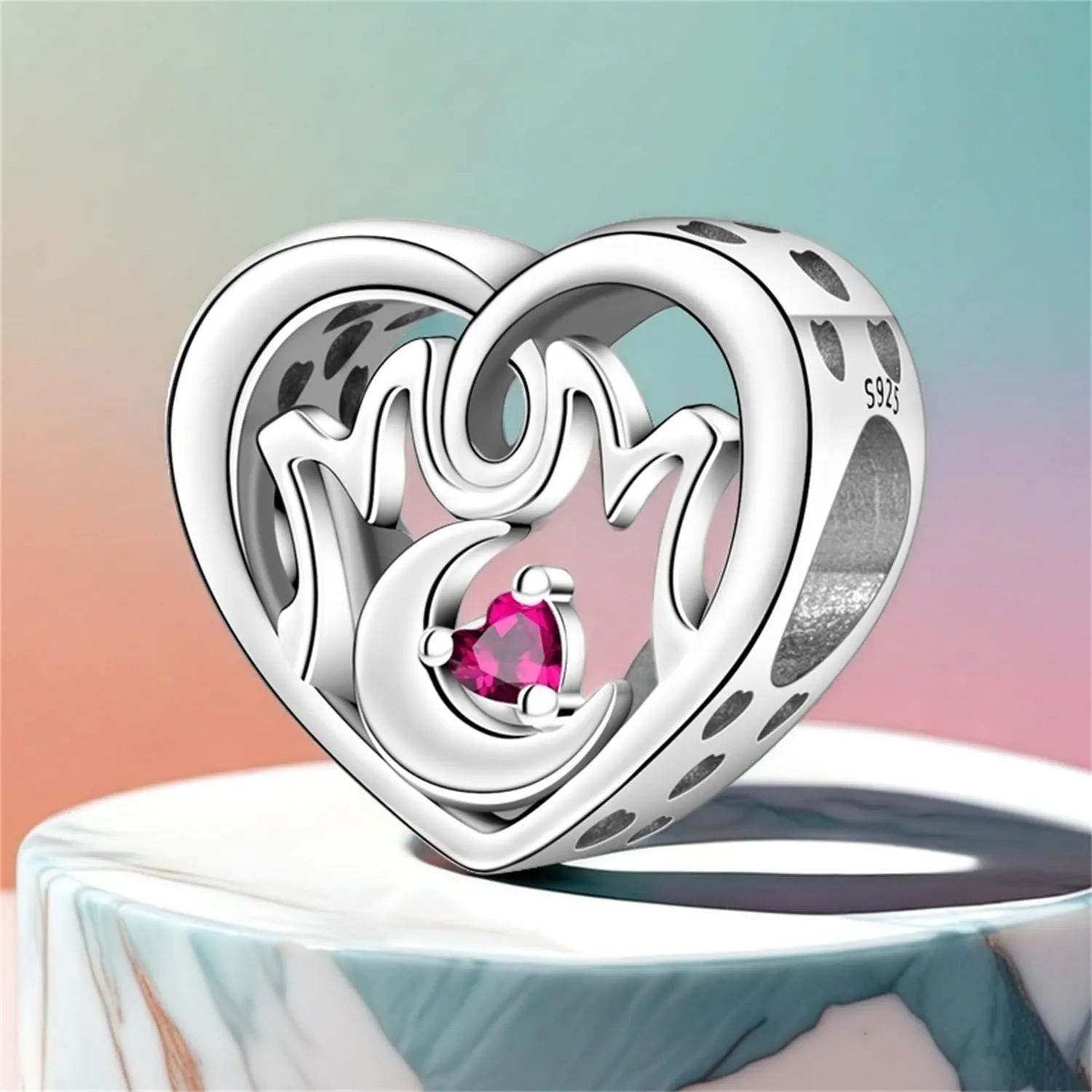NUJIFFY Charm in argento sterling 925 Ciondoli e perline da donna Ciondoli in argento Ciondolo a cuore per bracciali e collane europei Regali di gioielli - immagine 6