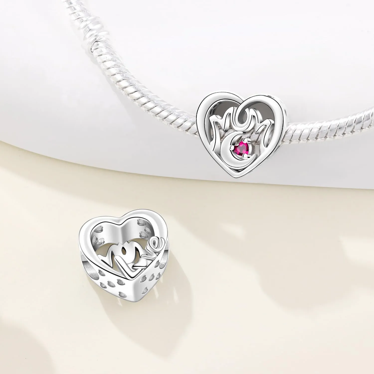 NUJIFFY Charm in argento sterling 925 Ciondoli e perline da donna Ciondoli in argento Ciondolo a cuore per bracciali e collane europei Regali di gioielli - immagine 7