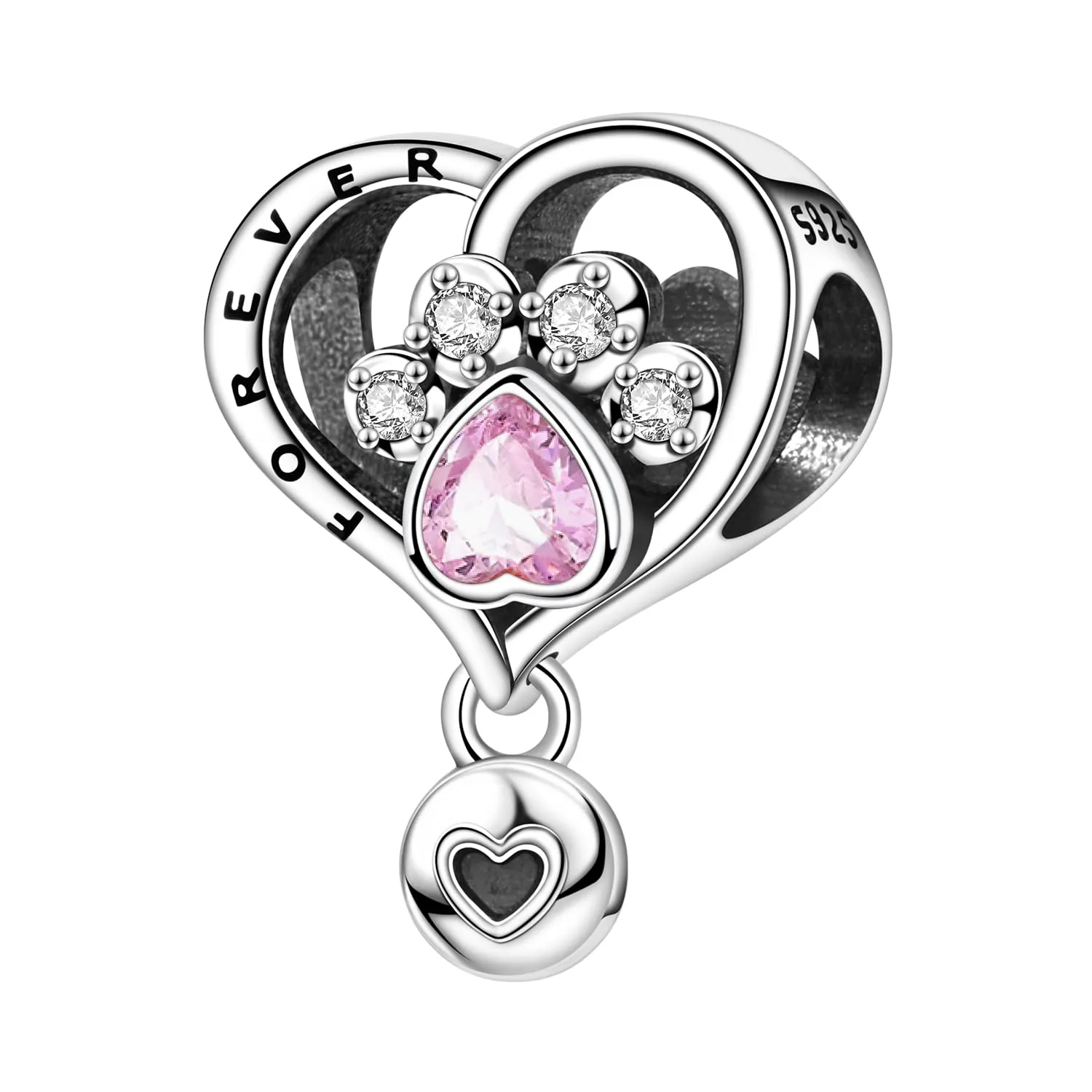 NUJIFFY Charm in argento sterling 925 Ciondoli e perline da donna Ciondoli in argento Ciondolo a cuore per bracciali e collane europei Regali di gioielli - immagine 1