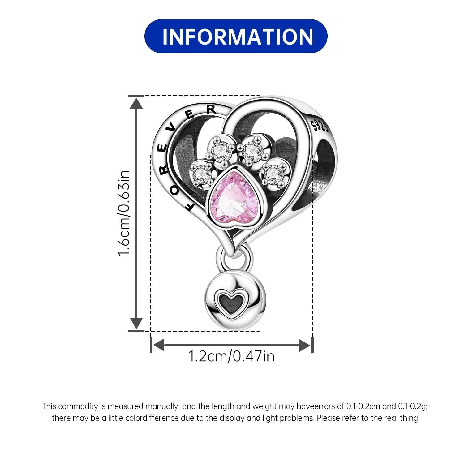 NUJIFFY Charm in argento sterling 925 Ciondoli e perline da donna Ciondoli in argento Ciondolo a cuore per bracciali e collane europei Regali di gioielli - immagine 4