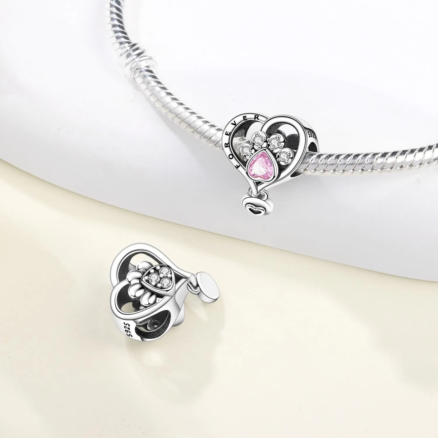 NUJIFFY Charm in argento sterling 925 Ciondoli e perline da donna Ciondoli in argento Ciondolo a cuore per bracciali e collane europei Regali di gioielli - immagine 5
