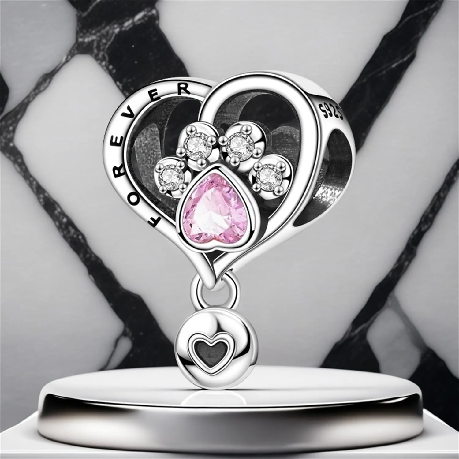 NUJIFFY Charm in argento sterling 925 Ciondoli e perline da donna Ciondoli in argento Ciondolo a cuore per bracciali e collane europei Regali di gioielli - immagine 7