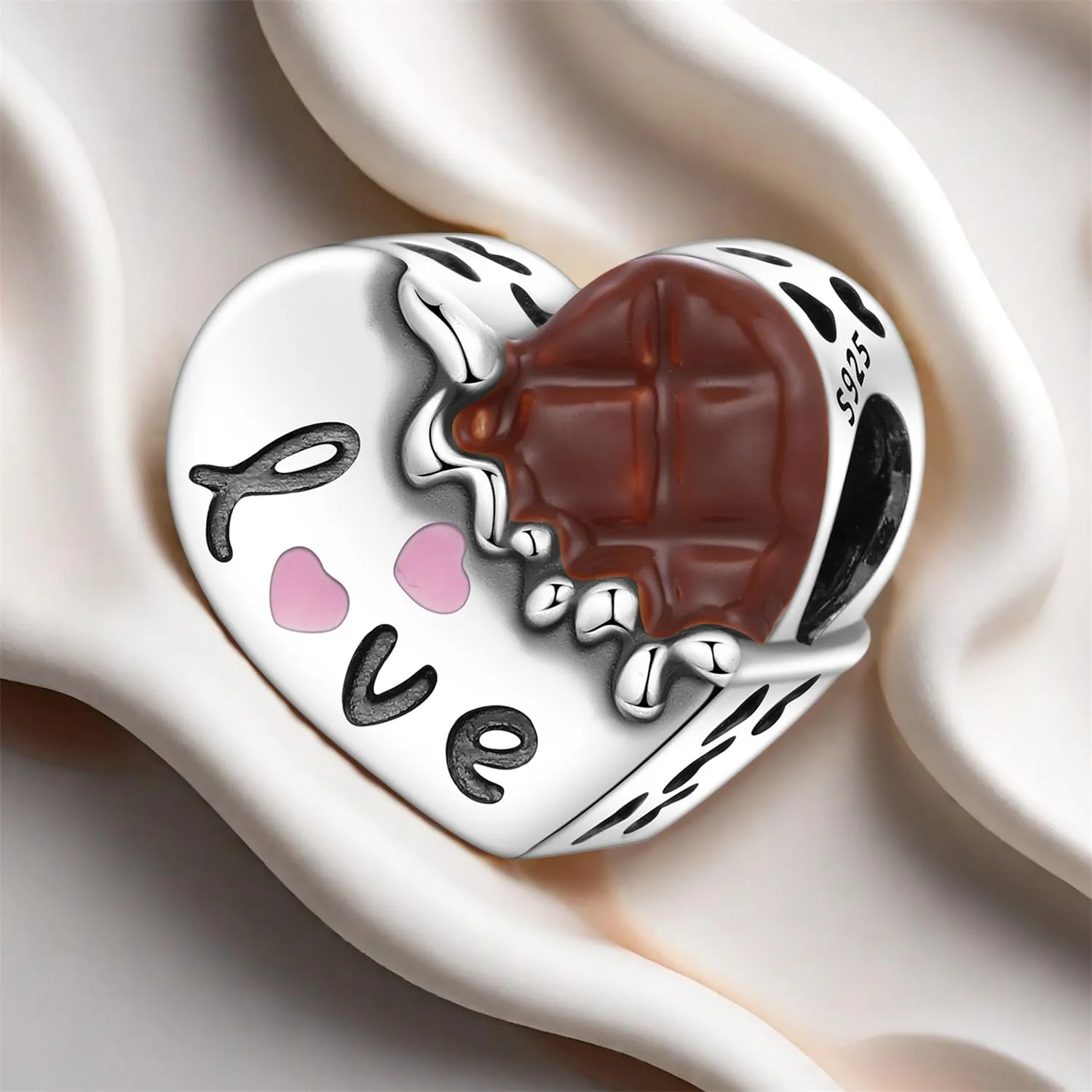 NUJIFFY Charm in argento sterling 925 Ciondoli e perline da donna Ciondoli in argento Ciondolo a cuore per bracciali e collane europei Regali di gioielli - immagine 7