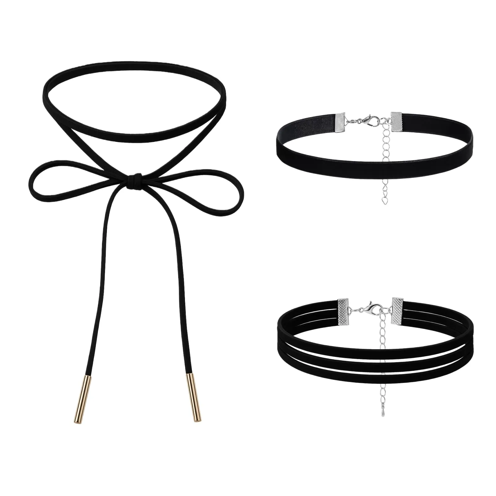 Icyowls 3 pezzi collana choker donna, girocollo in velluto nero, set collane, choker classico regolabile, morbido, comodo, elegante, ideale per festa, Halloween, compleanno, cosplay - immagine 1
