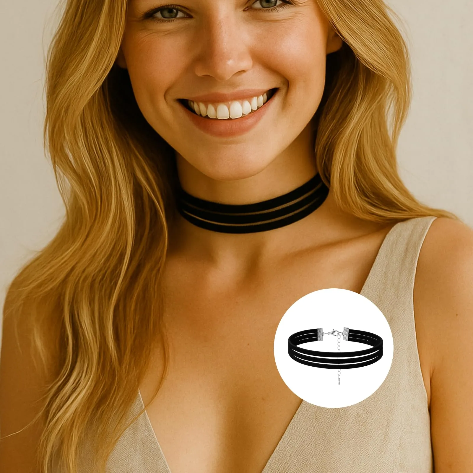 Icyowls 3 pezzi collana choker donna, girocollo in velluto nero, set collane, choker classico regolabile, morbido, comodo, elegante, ideale per festa, Halloween, compleanno, cosplay - immagine 6