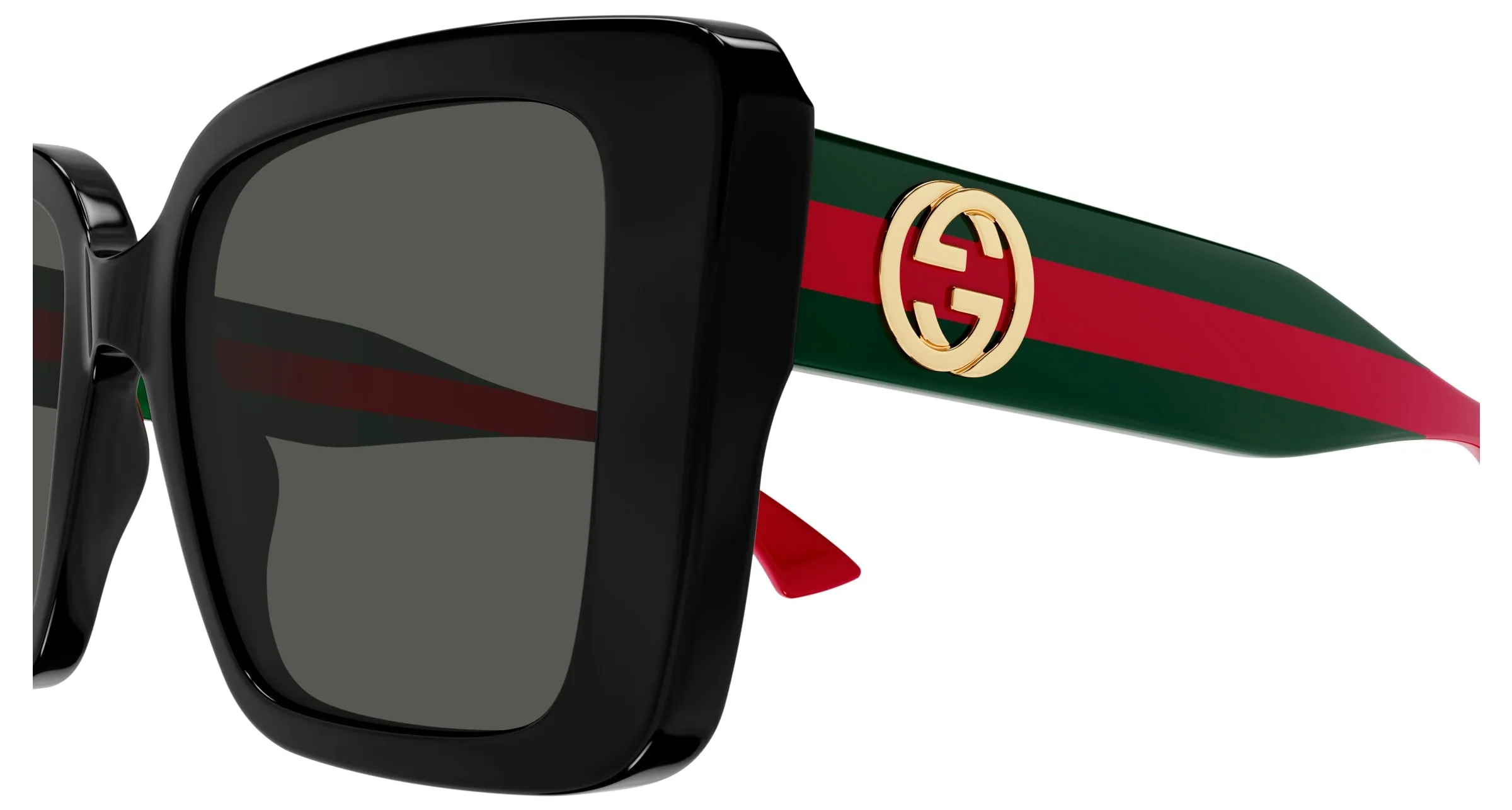 Gucci GG1861S 001 Occhiali da sole Acetato Nero Grigio Squadrata - immagine 3
