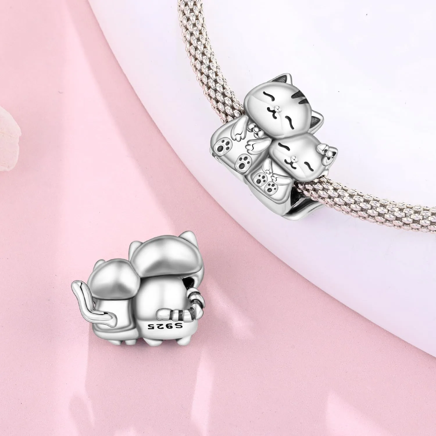 NUJIFFY Charm in argento sterling 925 Ciondoli e perline da donna Ciondoli in argento Ciondolo a cuore per bracciali e collane europei Regali di gioielli - immagine 2