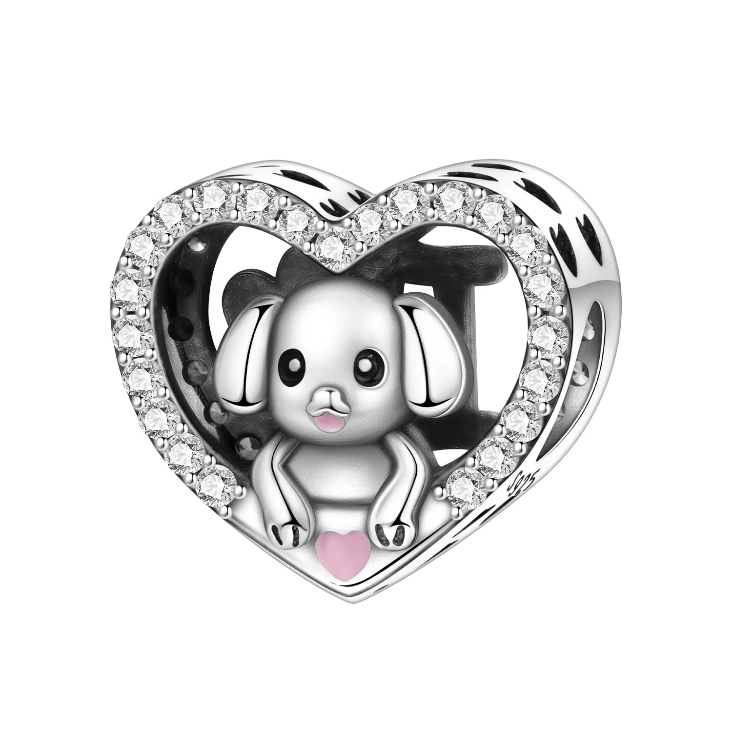 NUJIFFY Charm in argento sterling 925 Ciondoli e perline da donna Ciondoli in argento Ciondolo a cuore per bracciali e collane europei Regali di gioielli - immagine 1