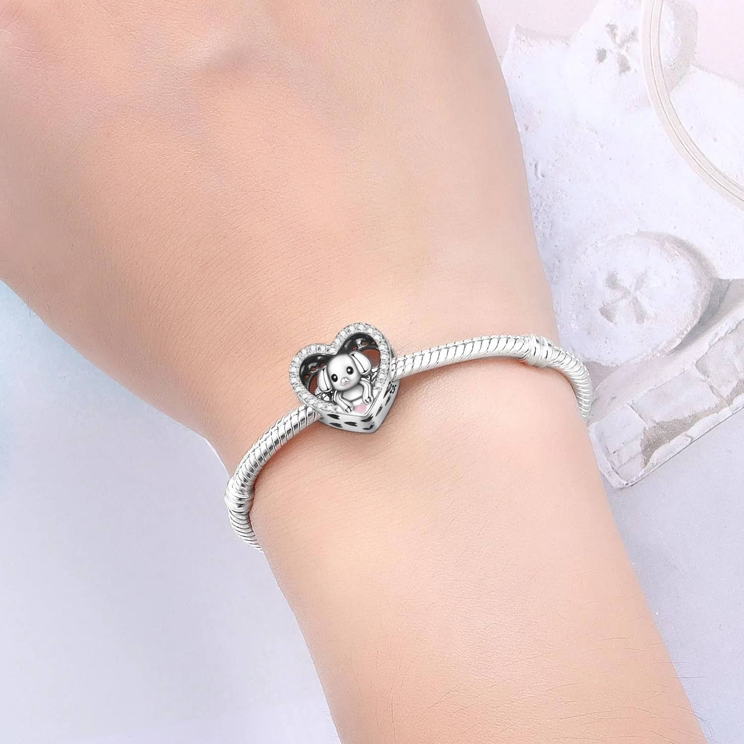 NUJIFFY Charm in argento sterling 925 Ciondoli e perline da donna Ciondoli in argento Ciondolo a cuore per bracciali e collane europei Regali di gioielli - immagine 3