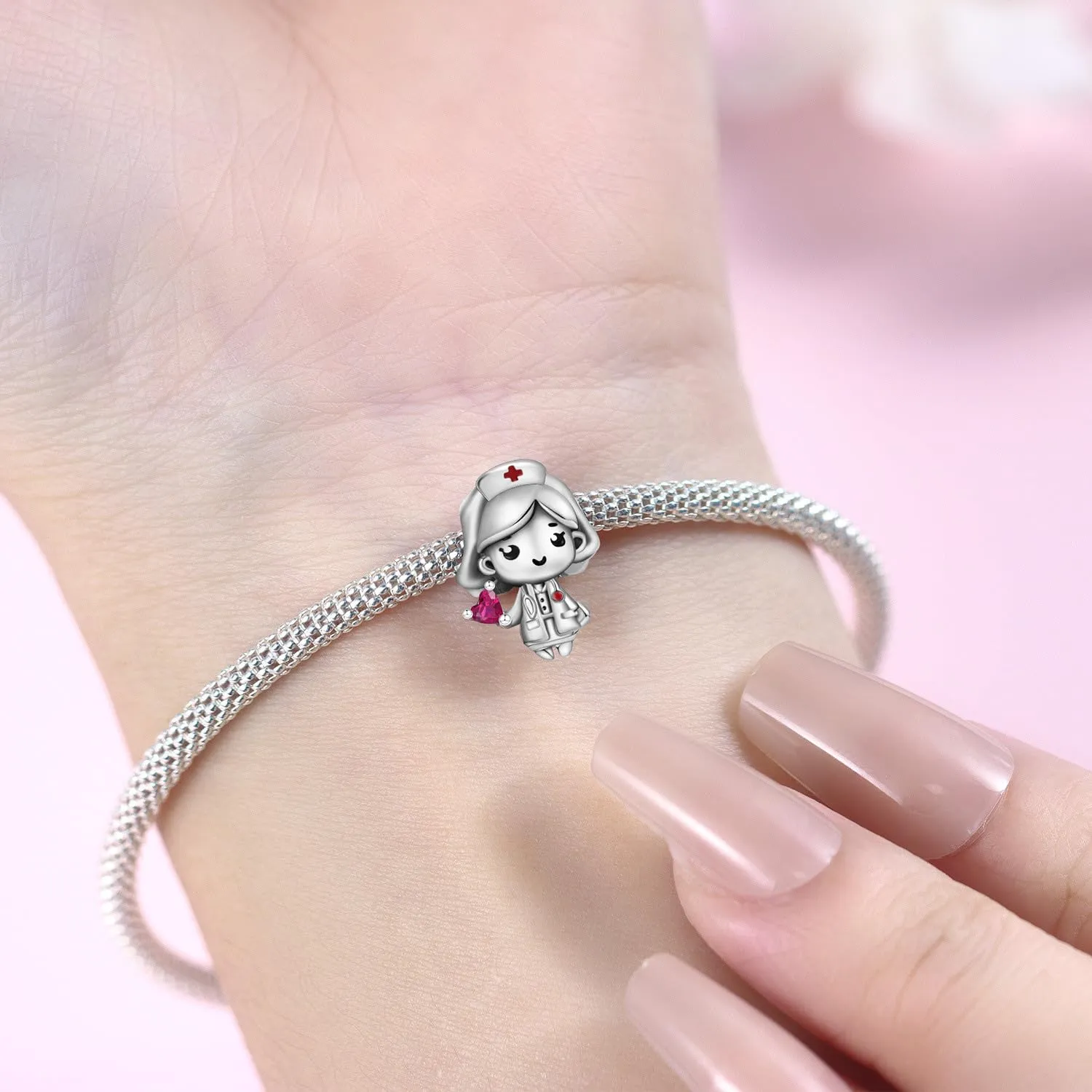NUJIFFY Charm in argento sterling 925 Ciondoli e perline da donna Ciondoli in argento Ciondolo a cuore per bracciali e collane europei Regali di gioielli - immagine 3