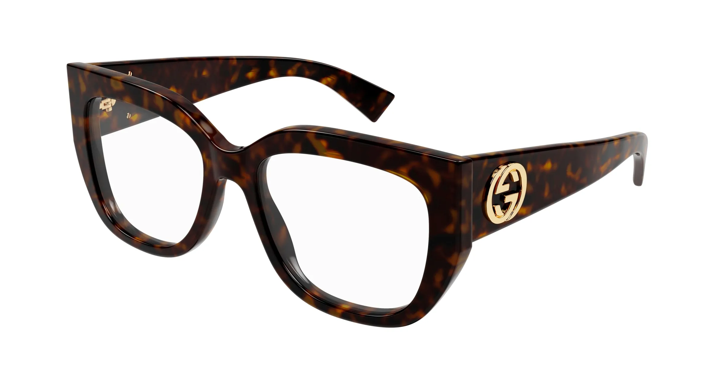 Gucci GG1846O 002 Montature da vista Acetato Havana Trasparente Farfalla - immagine 1