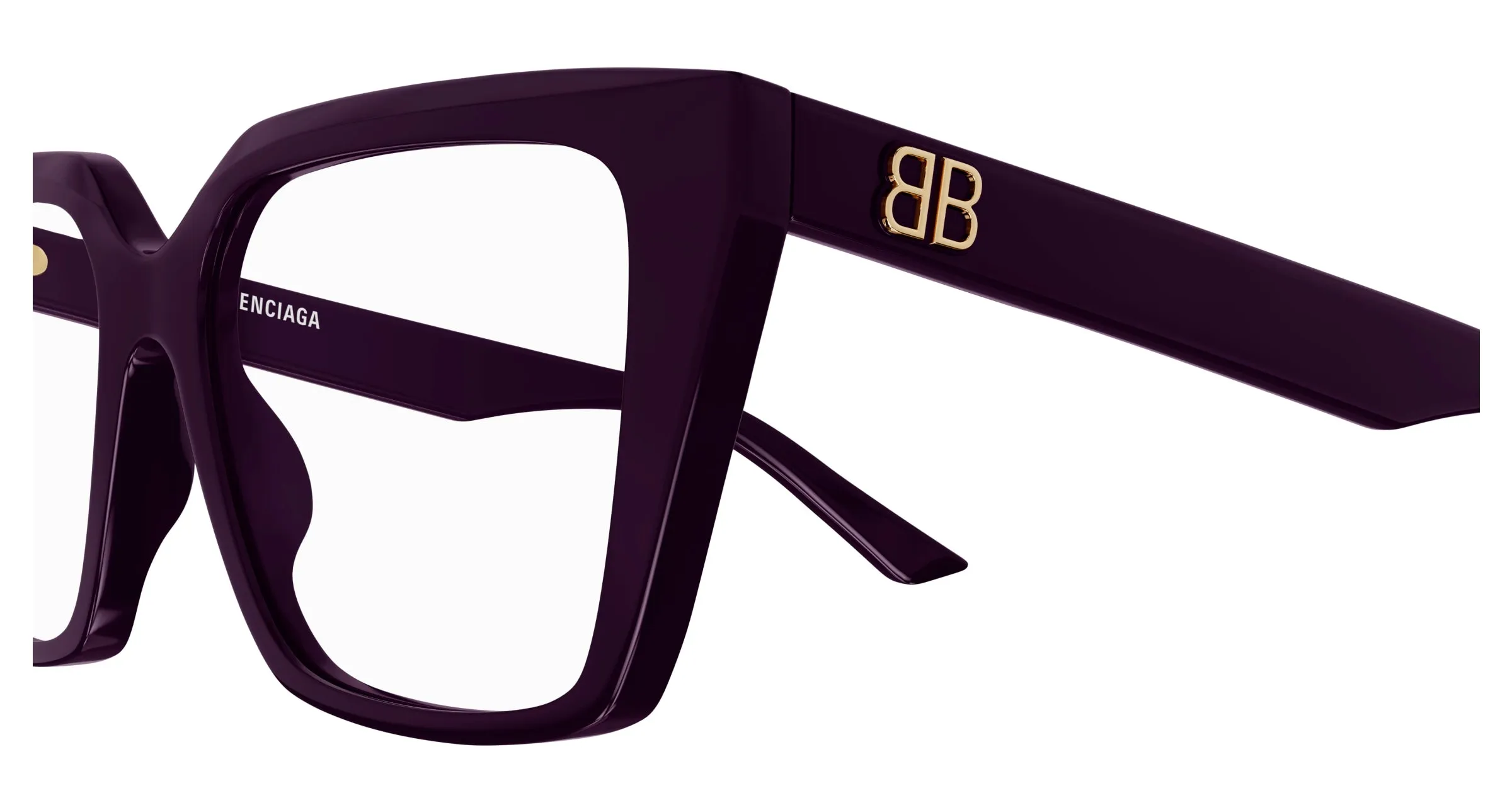 Balenciaga BB0130O 009 Montature da vista Acetato Viola Trasparente Squadrata - immagine 3