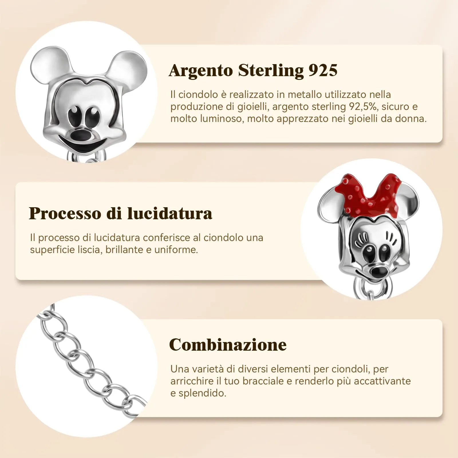 Ciondoli per Collane Bead Charm Argento 925 Donna Charms per Bracciali - immagine 6